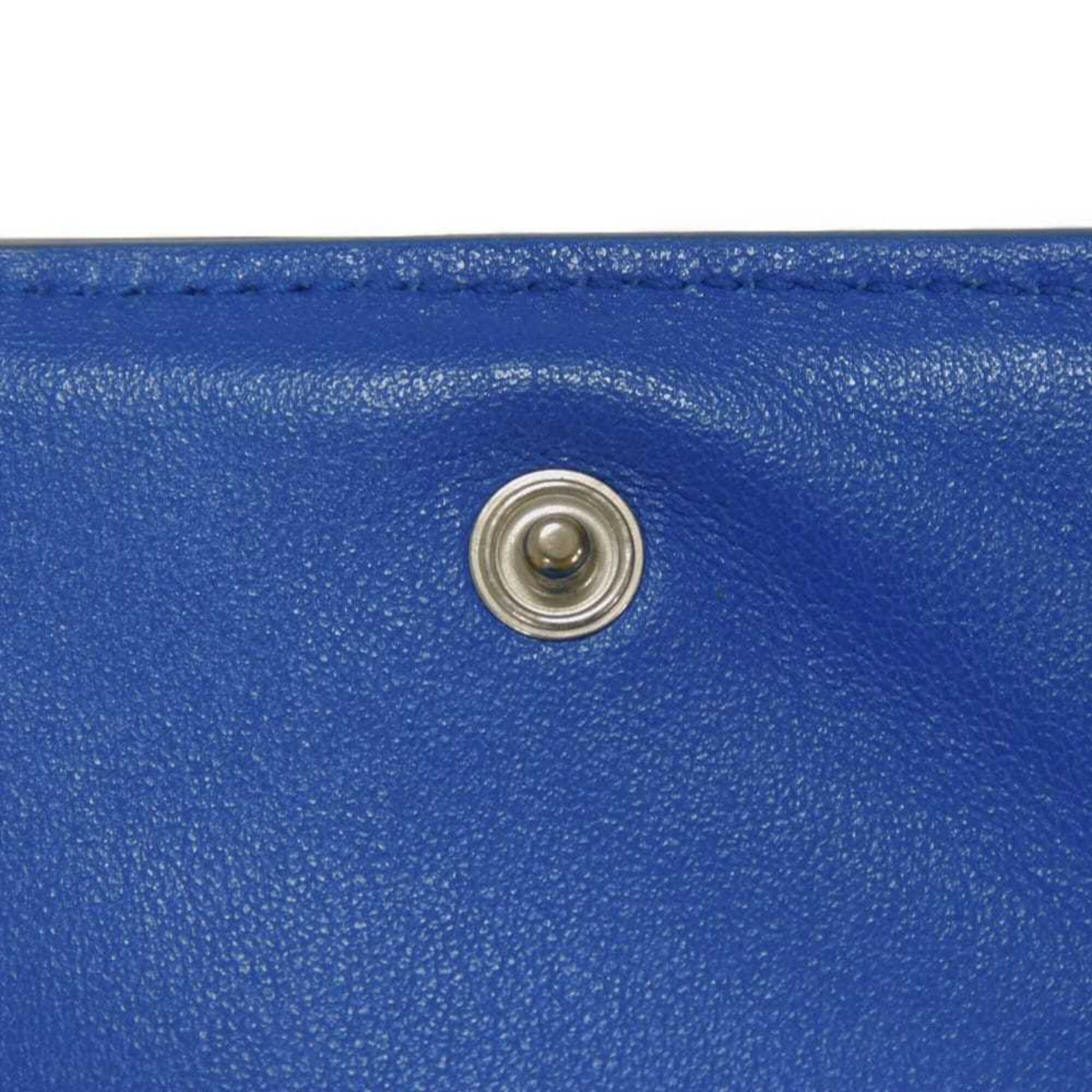 Bottega Veneta Intrecciato Blue Leather Wallet (Tri-Fold) (Pre-Owned)