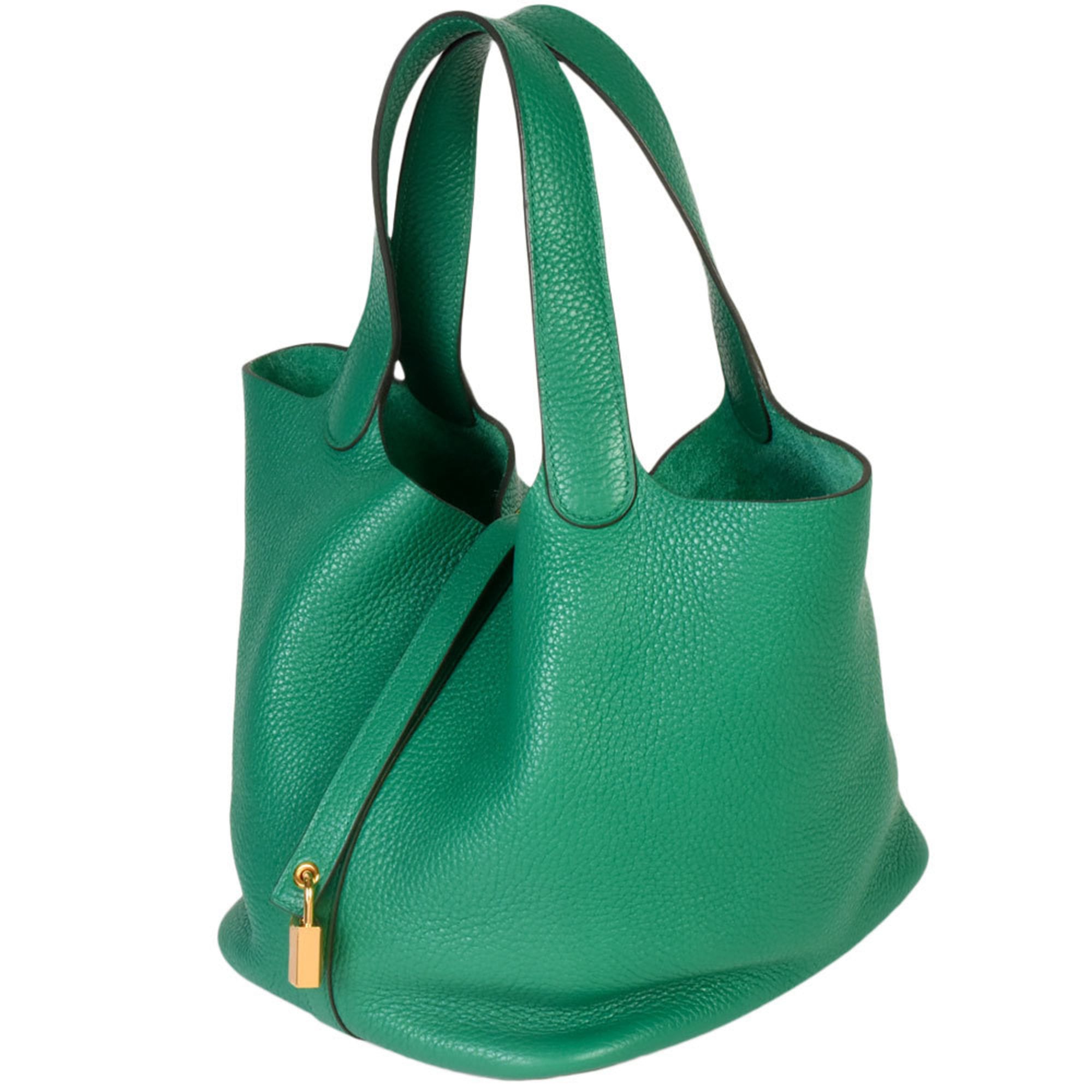 Hermes Green Taurillon Clemence Leather Handbag (Pre-Owned)