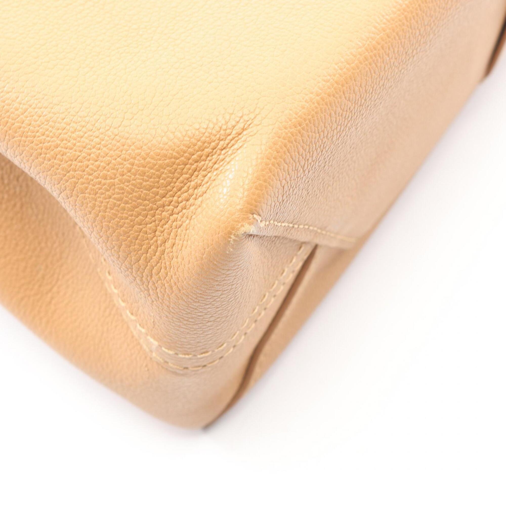 Louis Vuitton Beige Black Brown Leather Handbag (Pre-Owned)