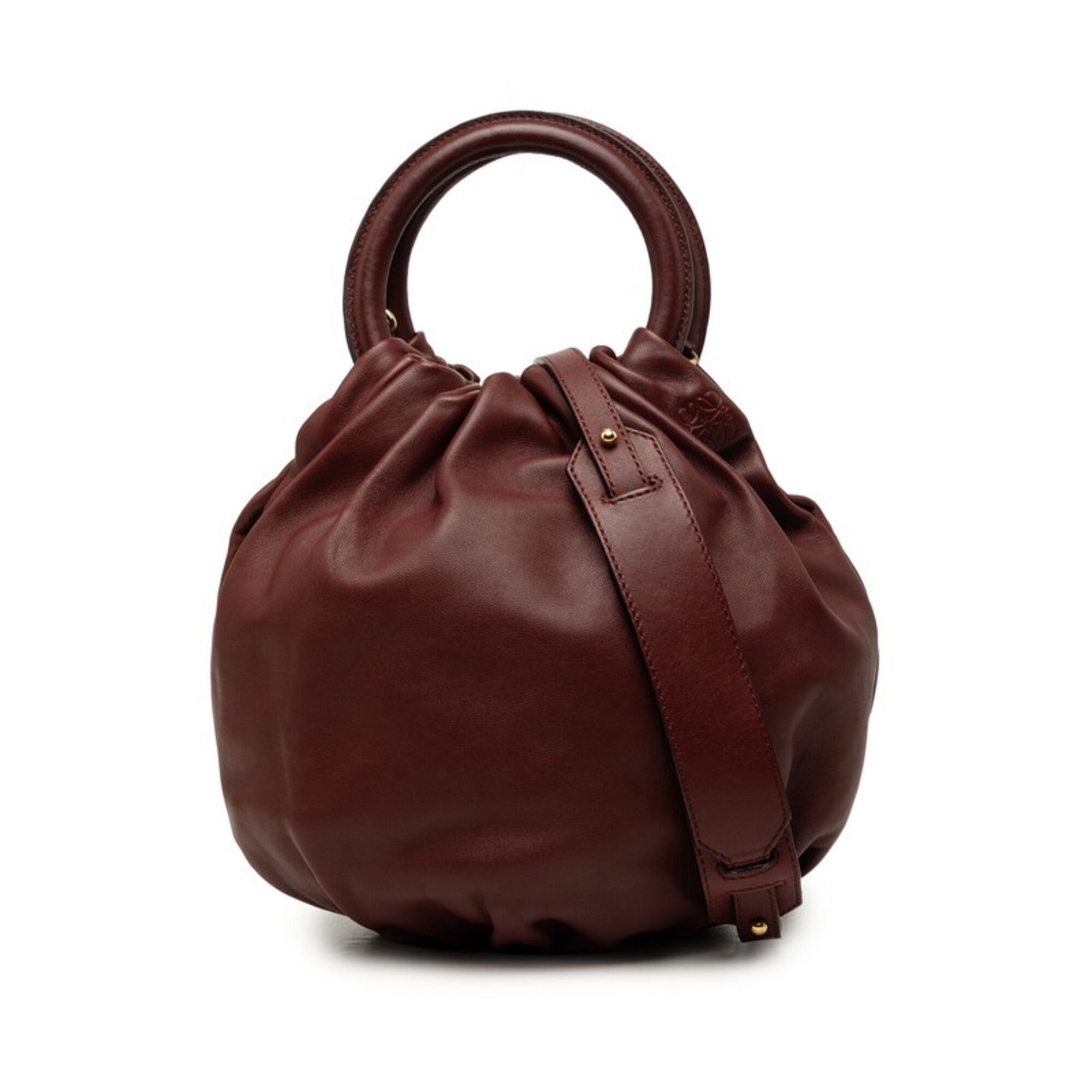 Loewe Red Color Wine Leather Handbag Shoulder Bag (Pre-Owned)