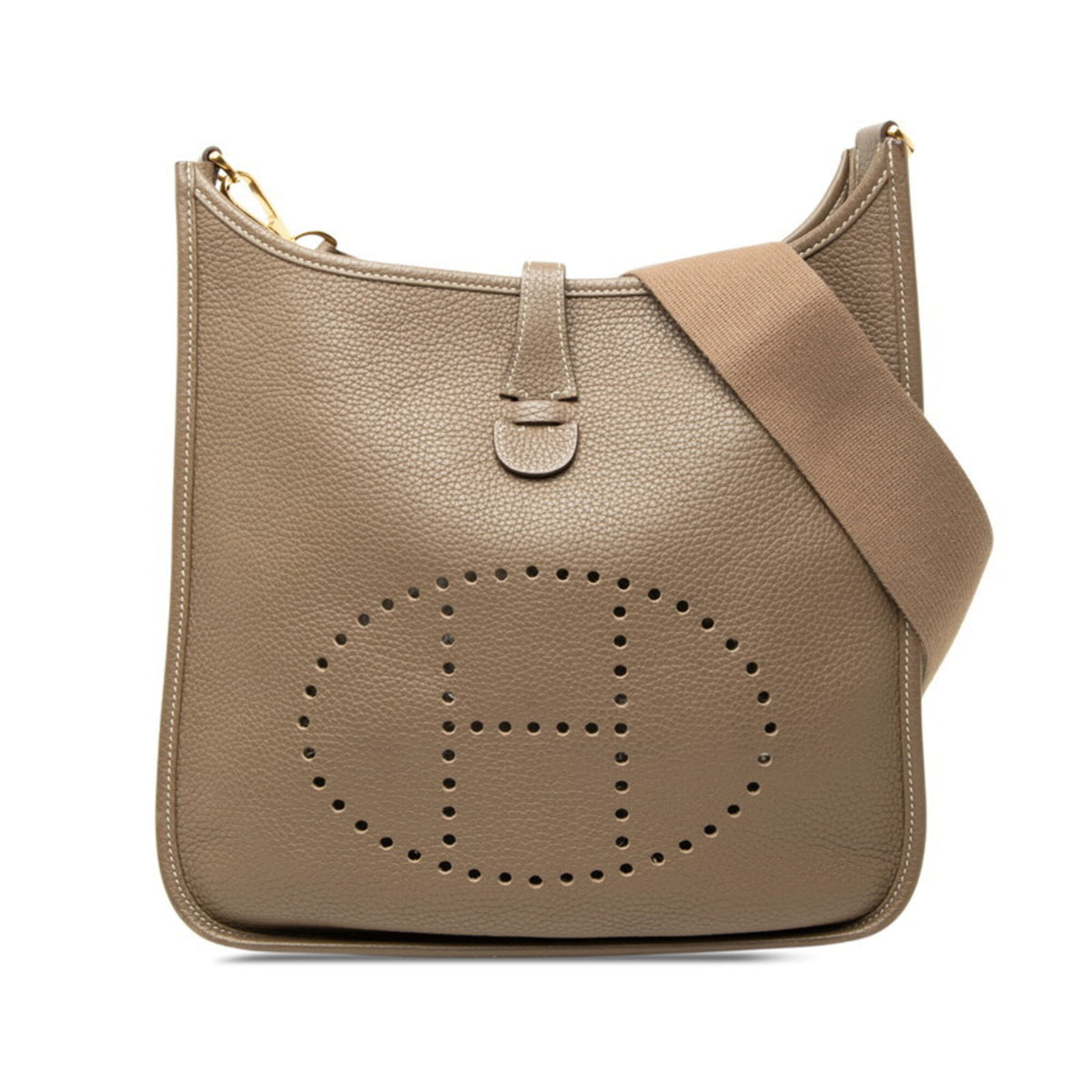Hermes Etoupe Gray Taurillon Clemence Leather Shoulder Bag (Pre-Owned)