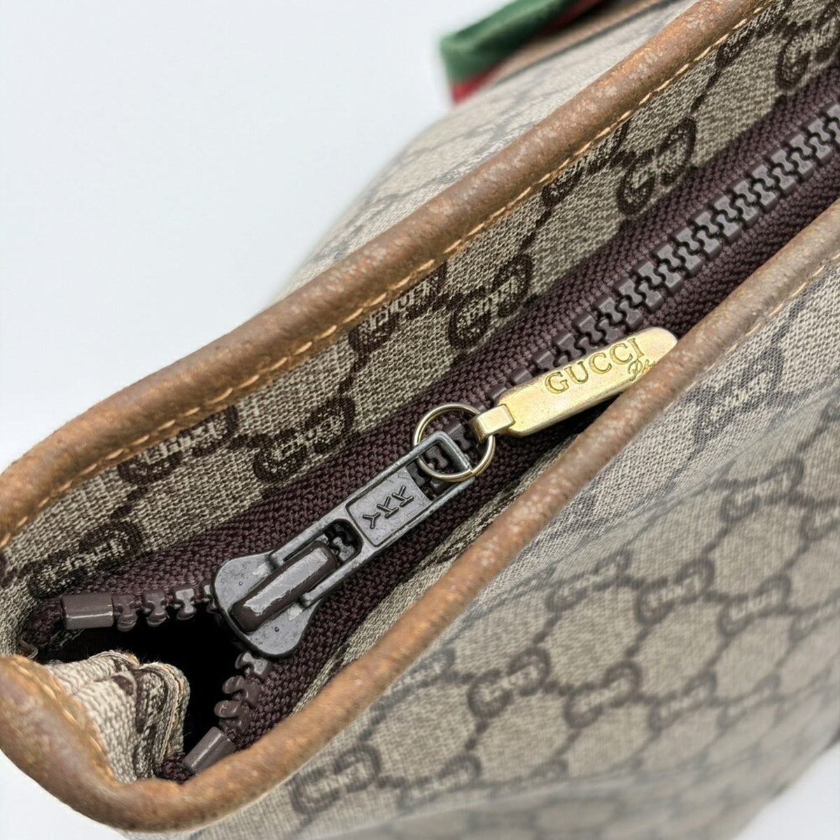 Gucci Beige Brown Green Red Color Pvc Leather Shoulder Bag Tote Bag (Pre-Owned)
