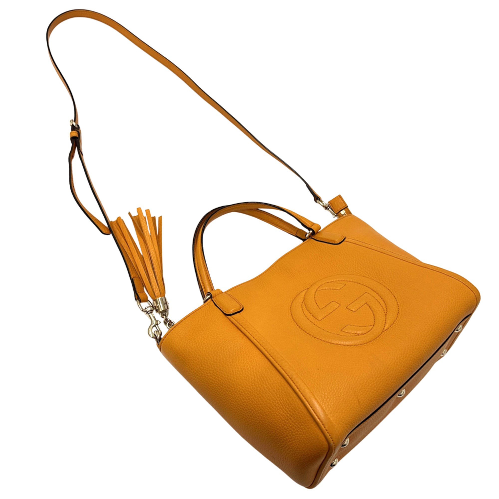 Gucci Orange Leather Handbag Shoulder Bag Tote Bag (Pre-Owned)