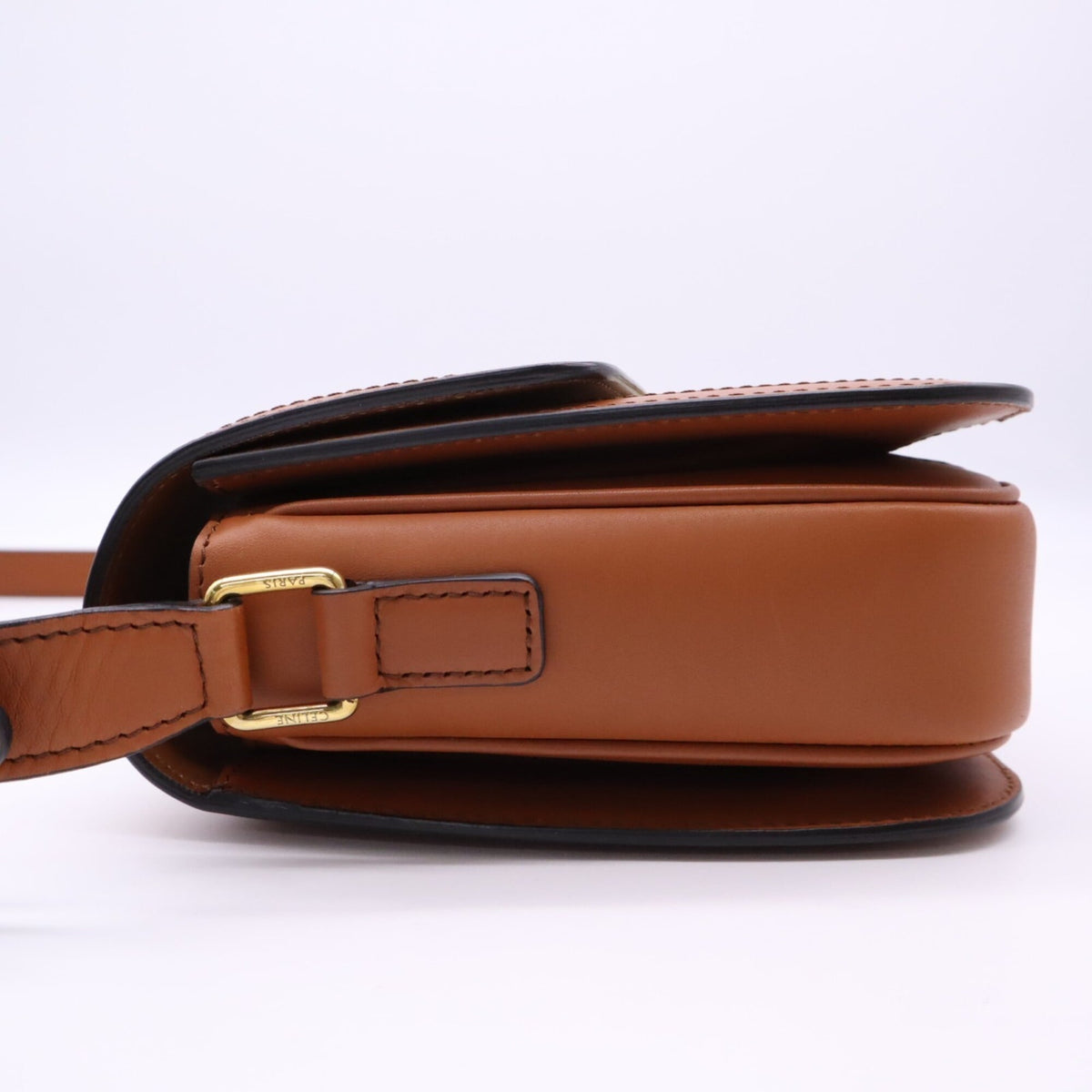 Celine Beige Brown Canvas Leather Shoulder Bag (Pre-Owned)