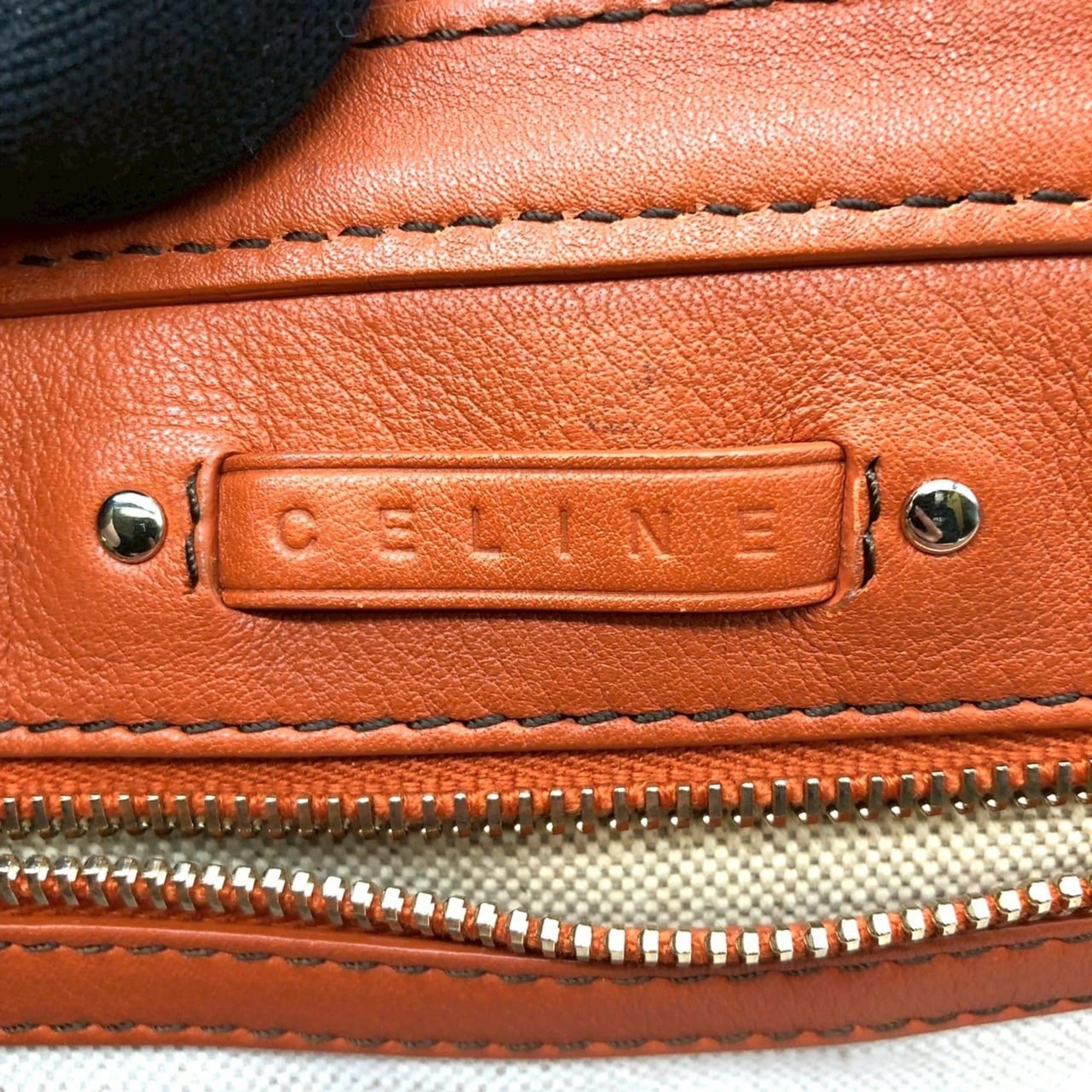 Celine Orange Canvas Leather Handbag (Pre-Owned)