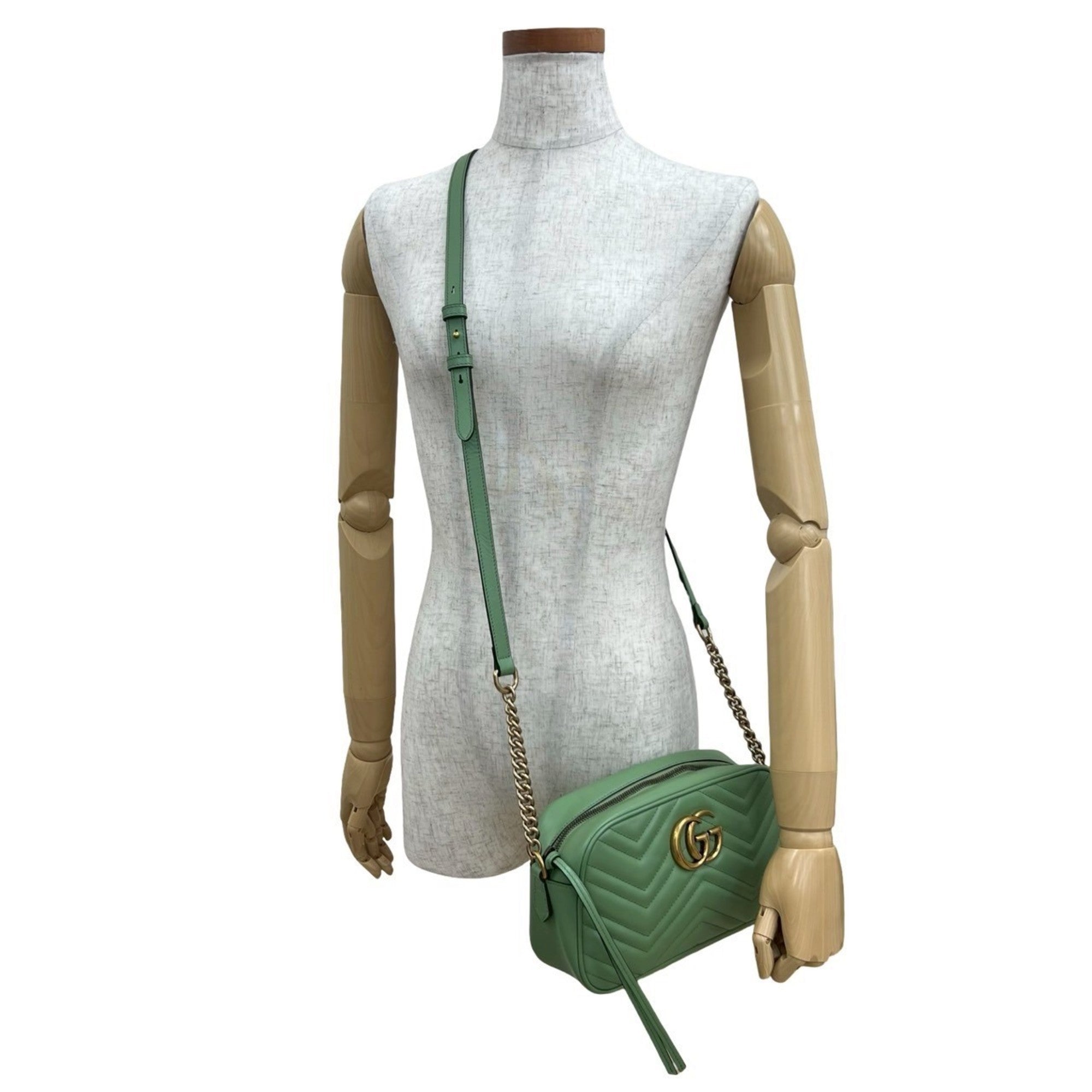 Gucci Green Leather Pochette Shoulder Bag (Pre-Owned)