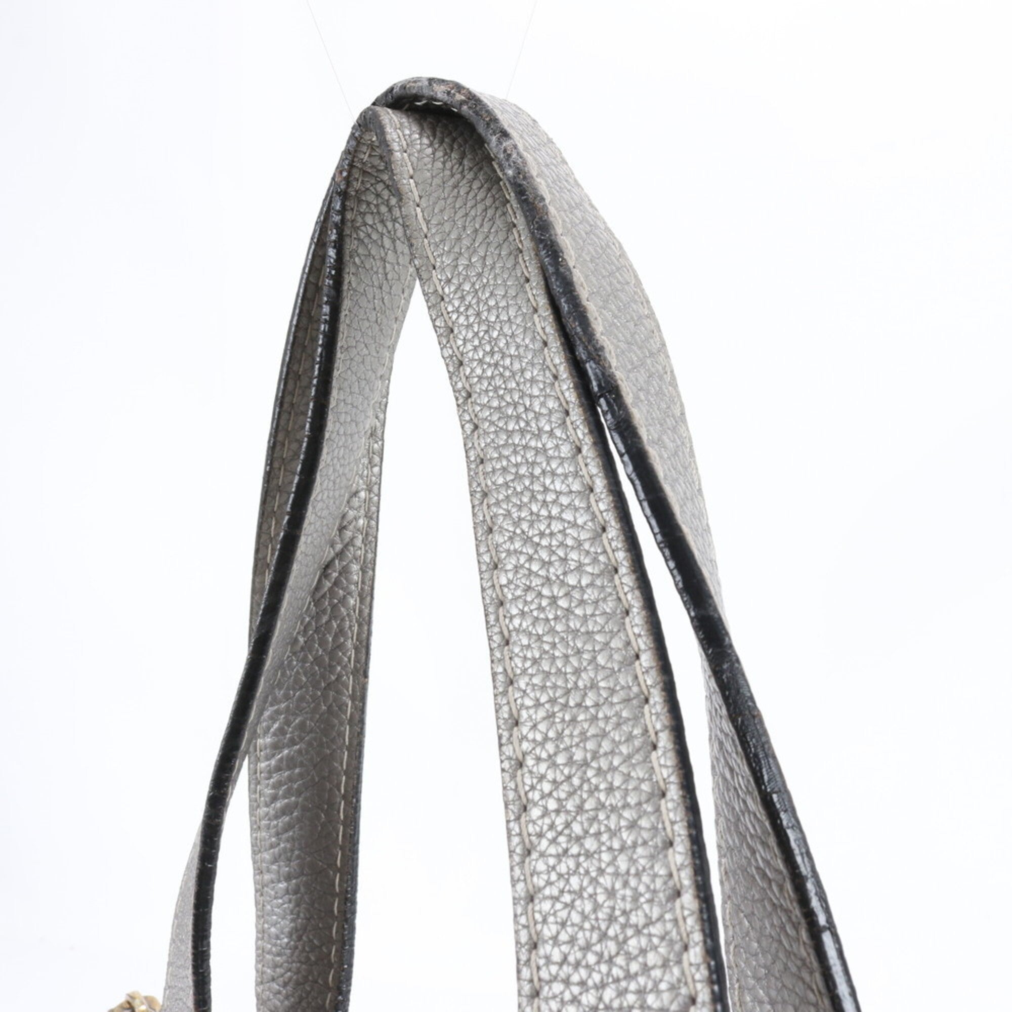 Loewe Silver Leather Canvas Handbag Tote Bag (Pre-Owned)