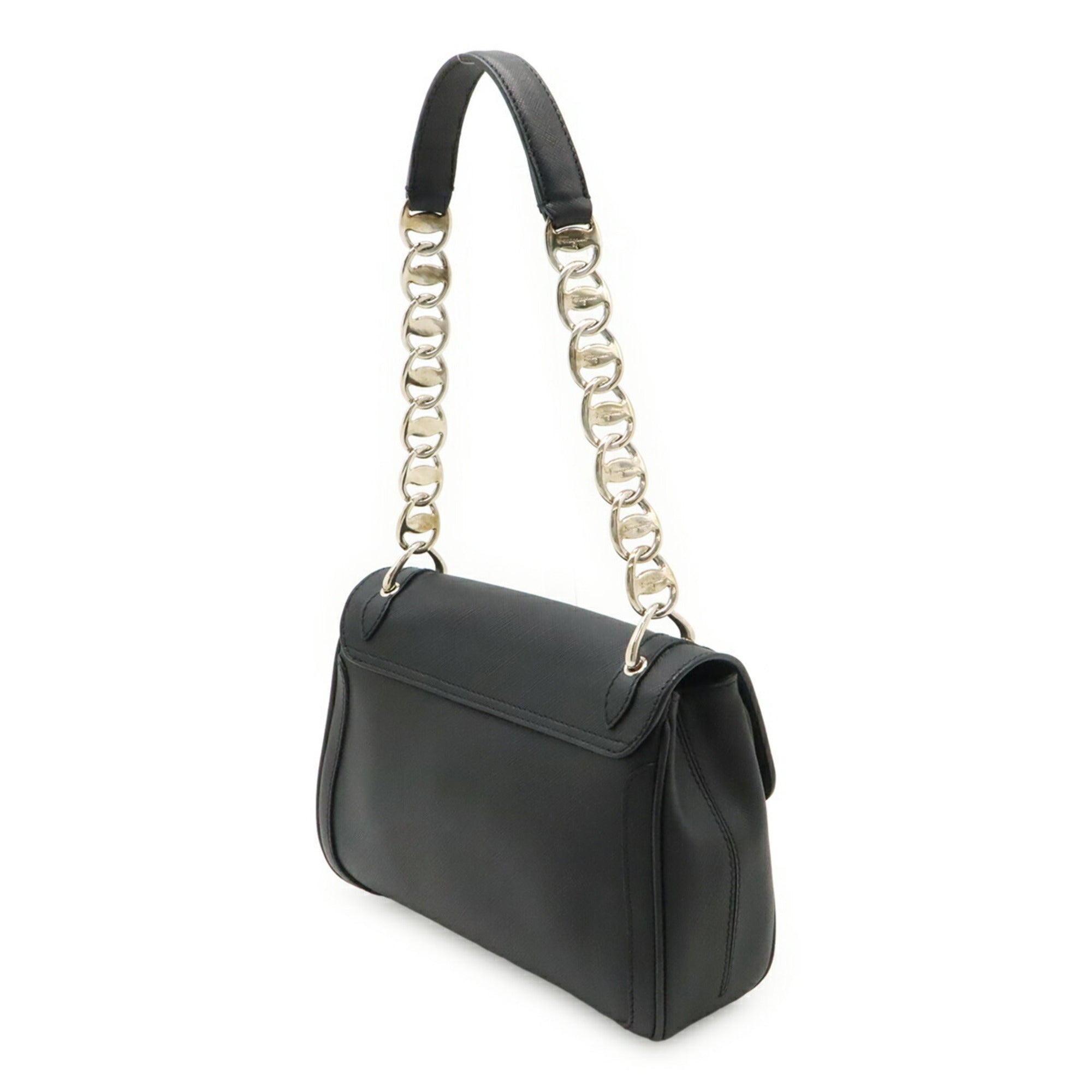 Salvatore Ferragamo Gancini Black Leather Handbag (Pre-Owned)