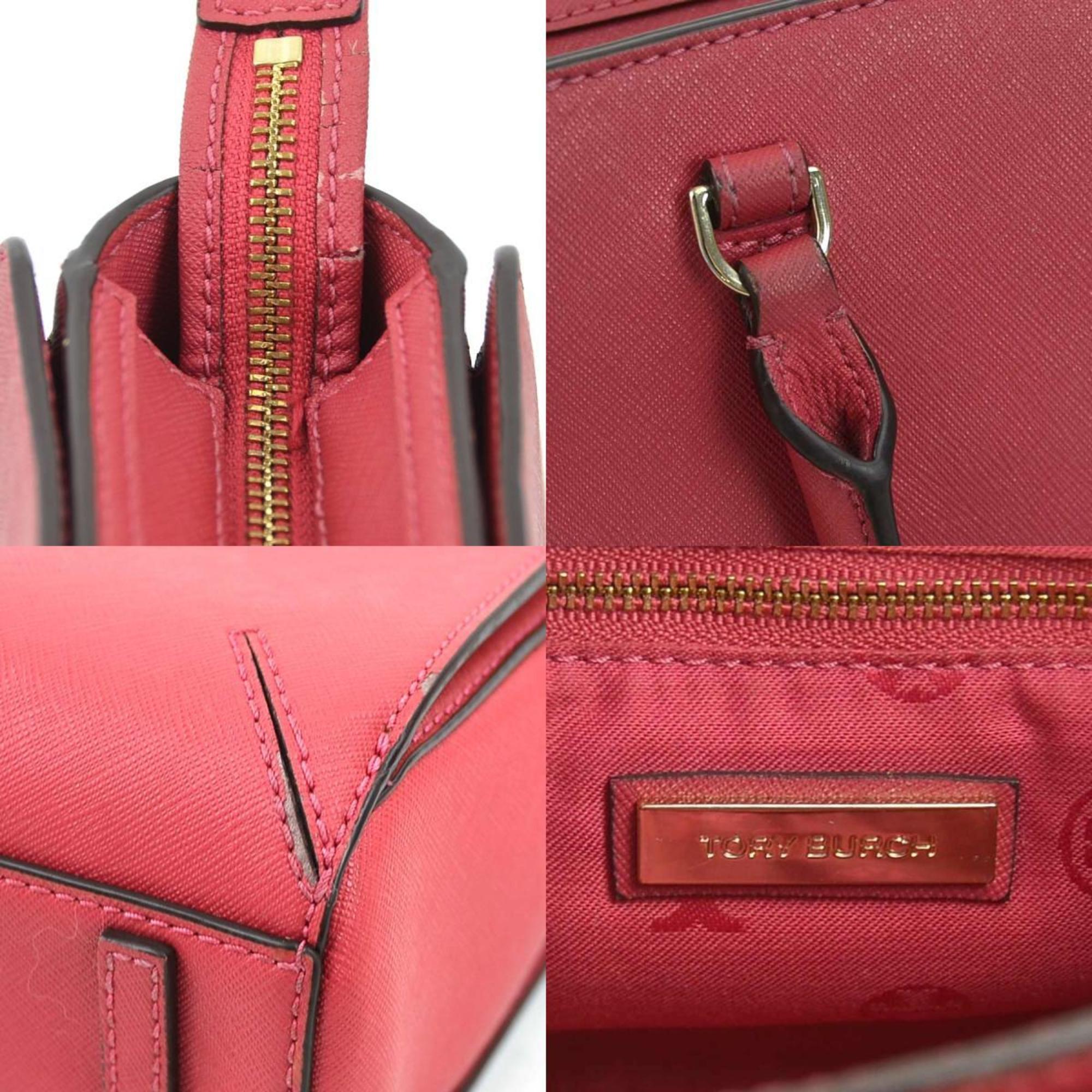Tory Burch Pink Leather Handbag Shoulder Bag (Pre-Owned)