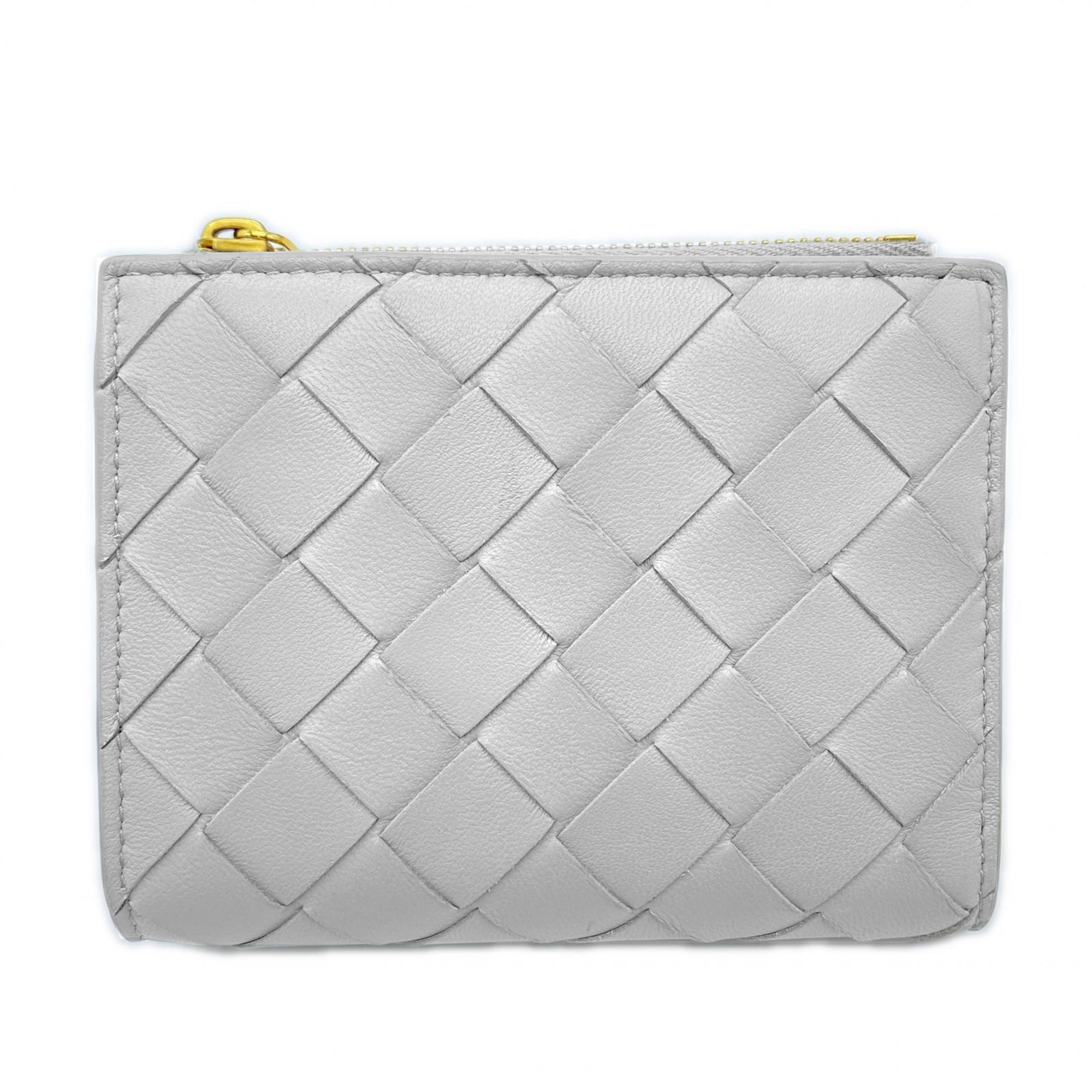 Bottega Veneta Intrecciato Gray Leather Wallet (Bi-Fold) (Pre-Owned)