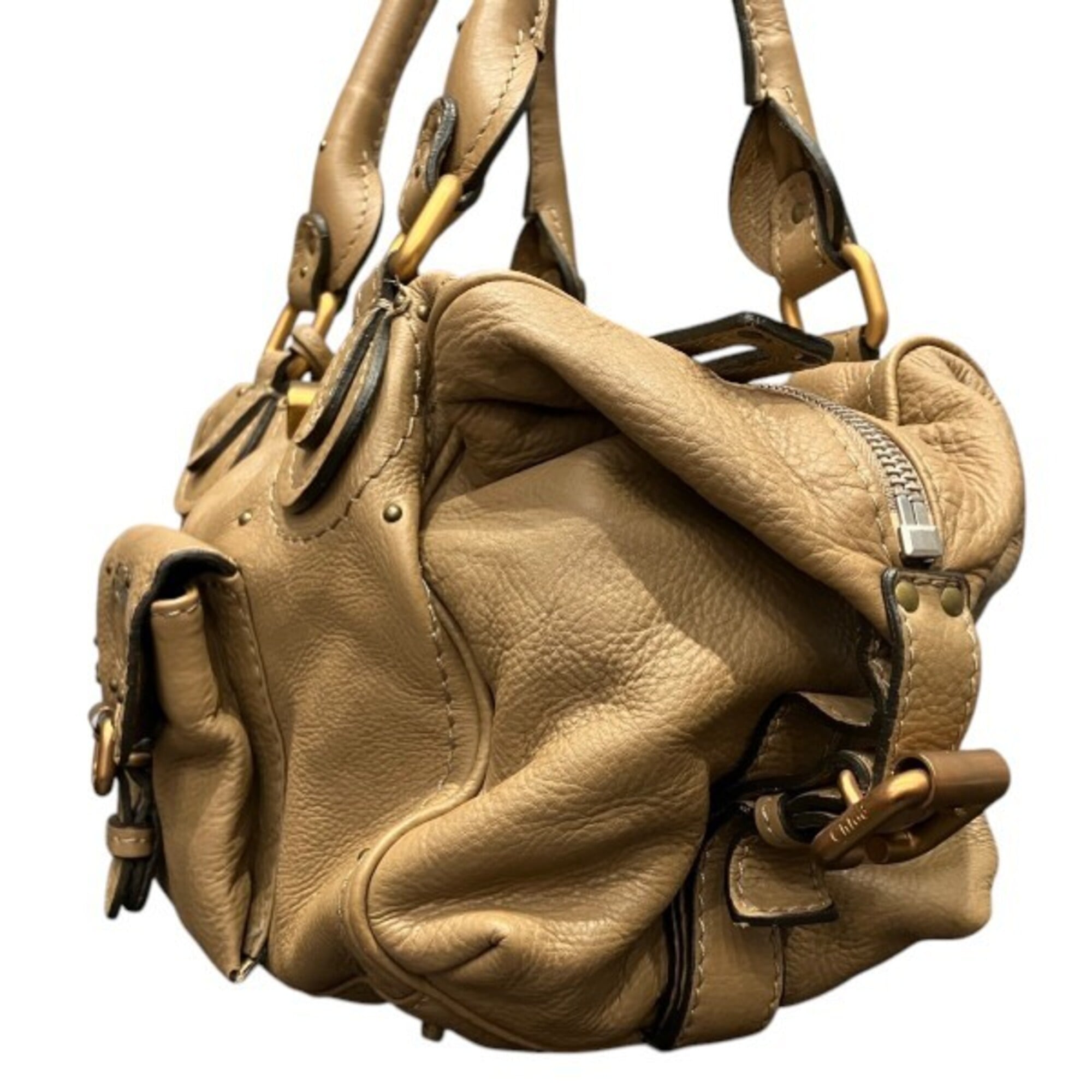 Chloé Beige Leather Shoulder Bag Tote Bag (Pre-Owned)