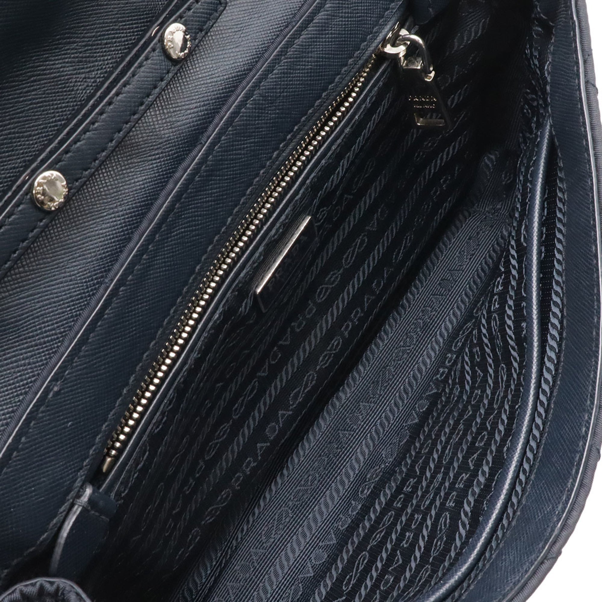 Prada Navy Nylon Leather Shoulder Bag (Pre-Owned)