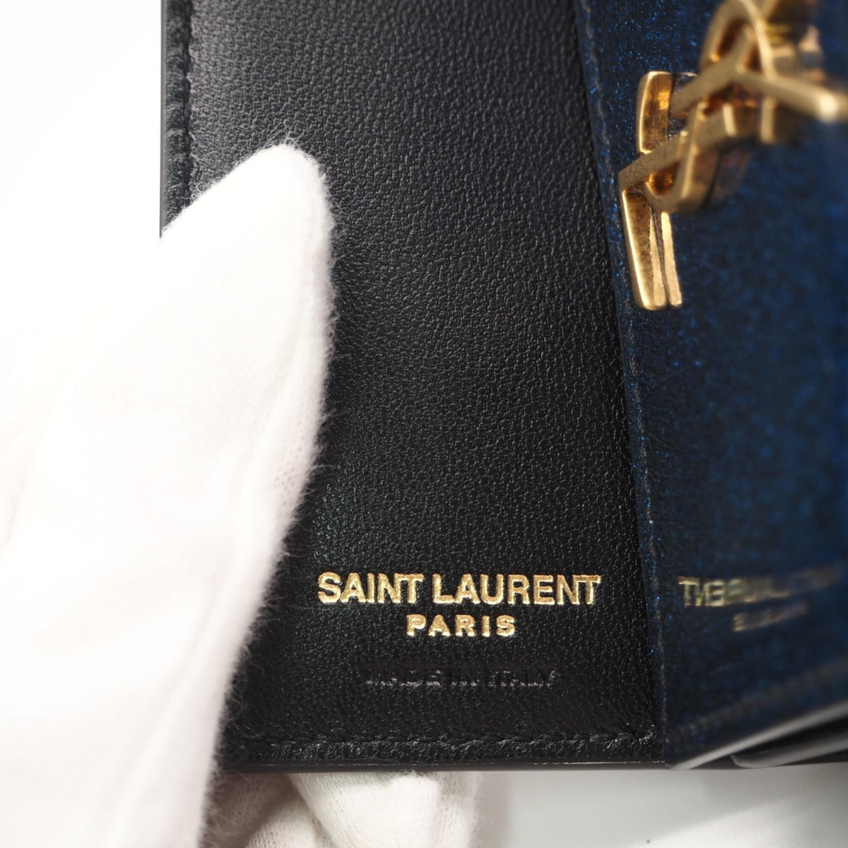 Yves Saint Laurent Blue Patent Leather Wallet (Tri-Fold) (Pre-Owned)