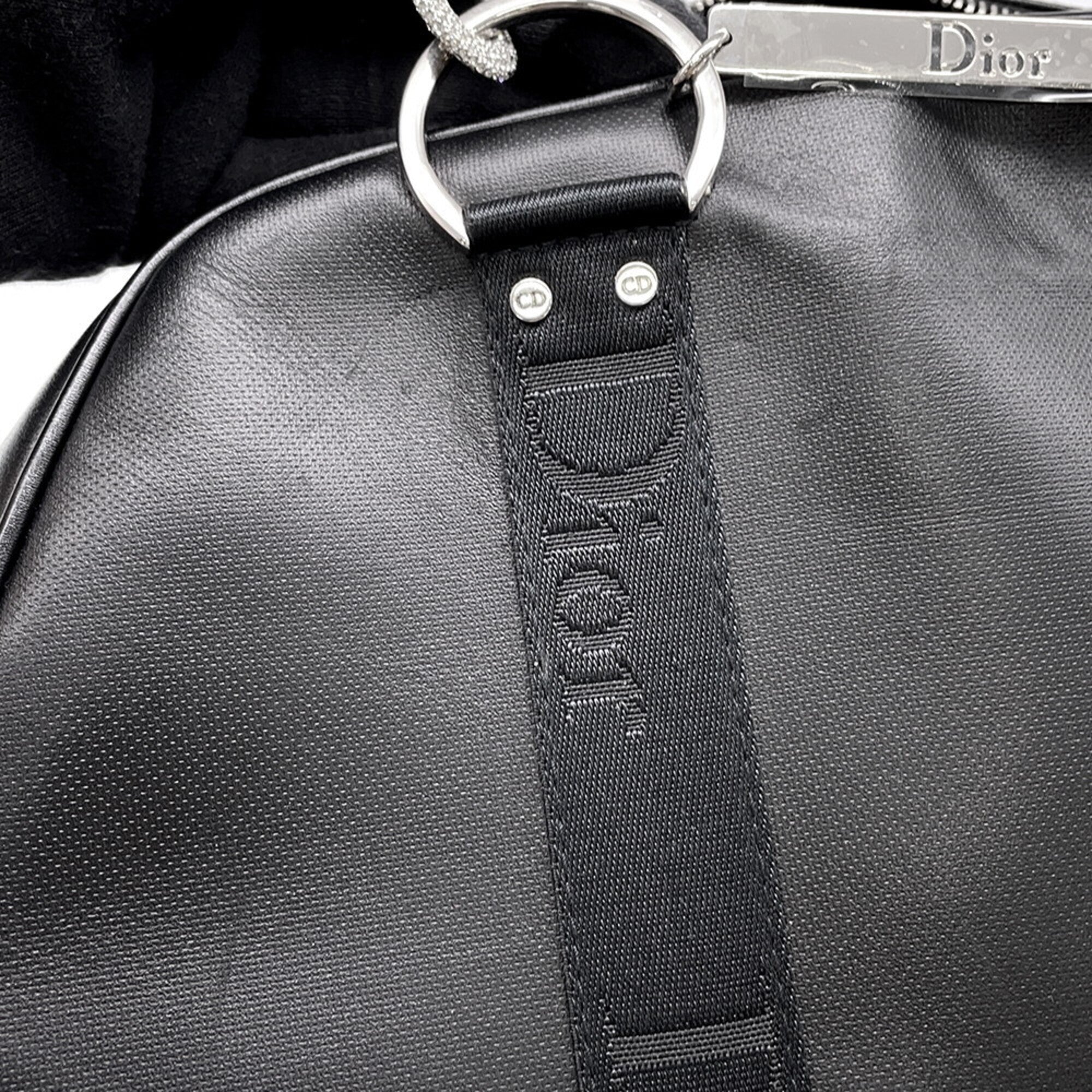 Christian Dior Black Leather Canvas Handbag (Pre-Owned)