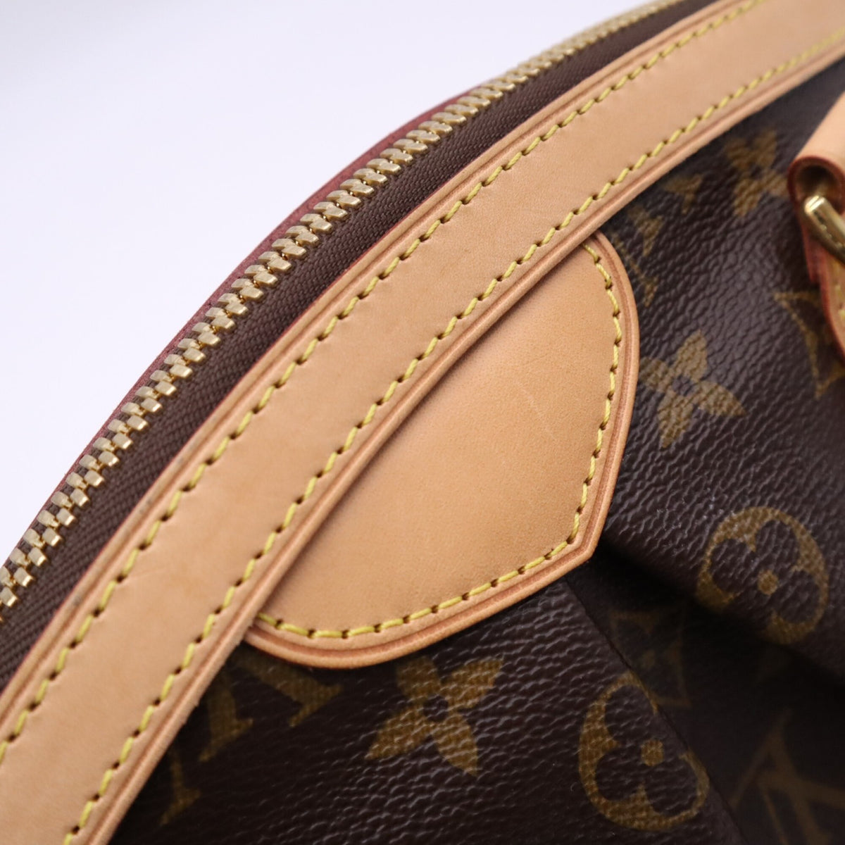 Louis Vuitton Monogram Beige Brown Coated Canvas Leather Handbag (Pre-Owned)