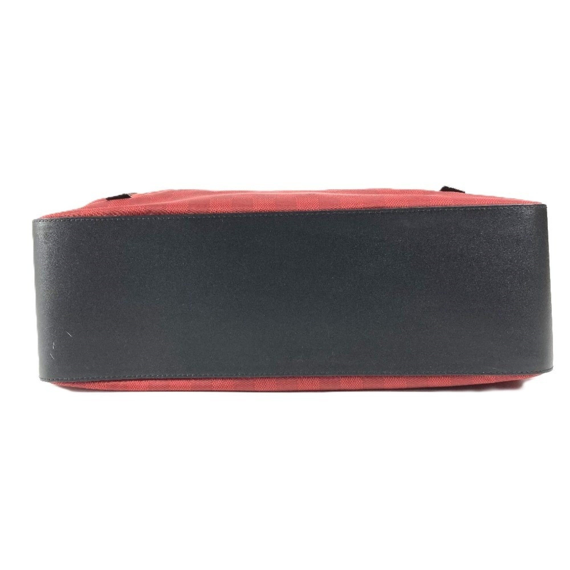 Louis Vuitton Black Red Color Leather Nylon Shoulder Bag Tote Bag (Pre-Owned)