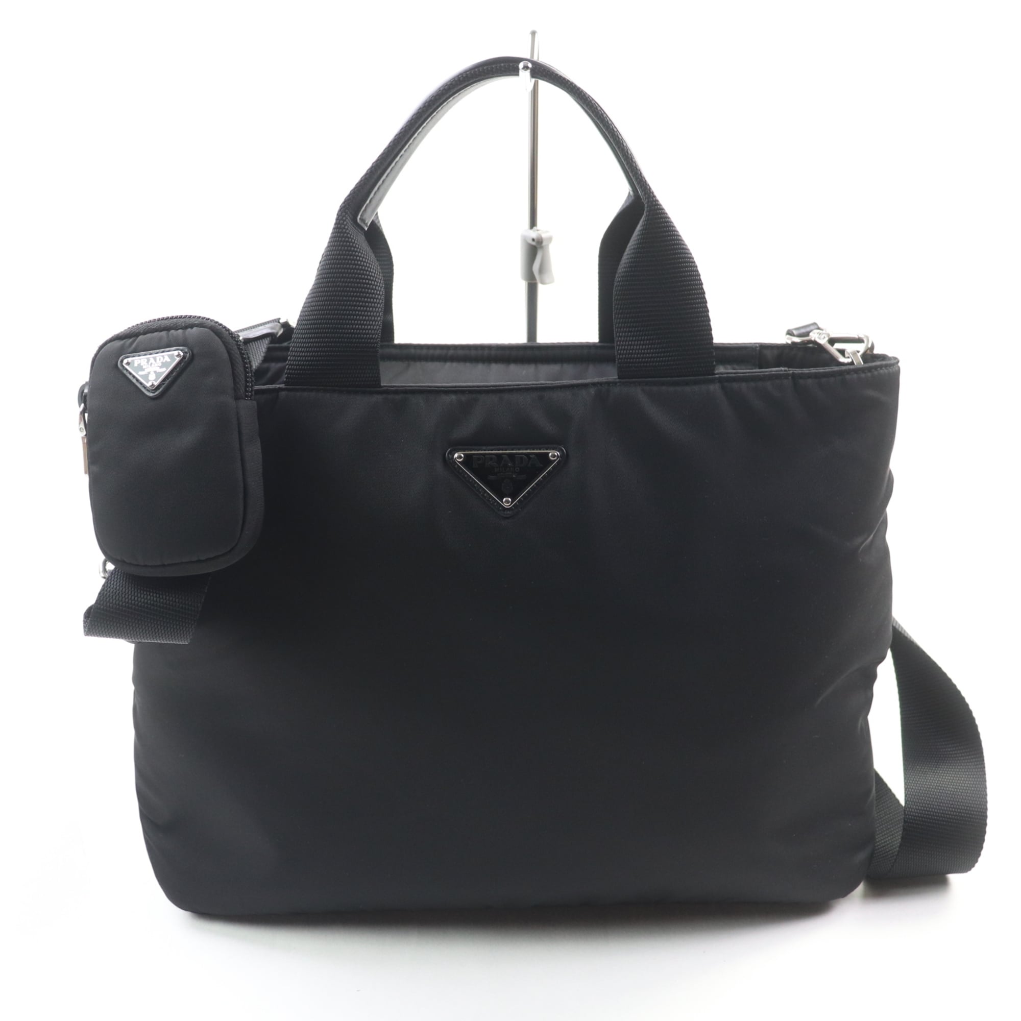 Prada Black Nylon Leather Handbag (Pre-Owned)