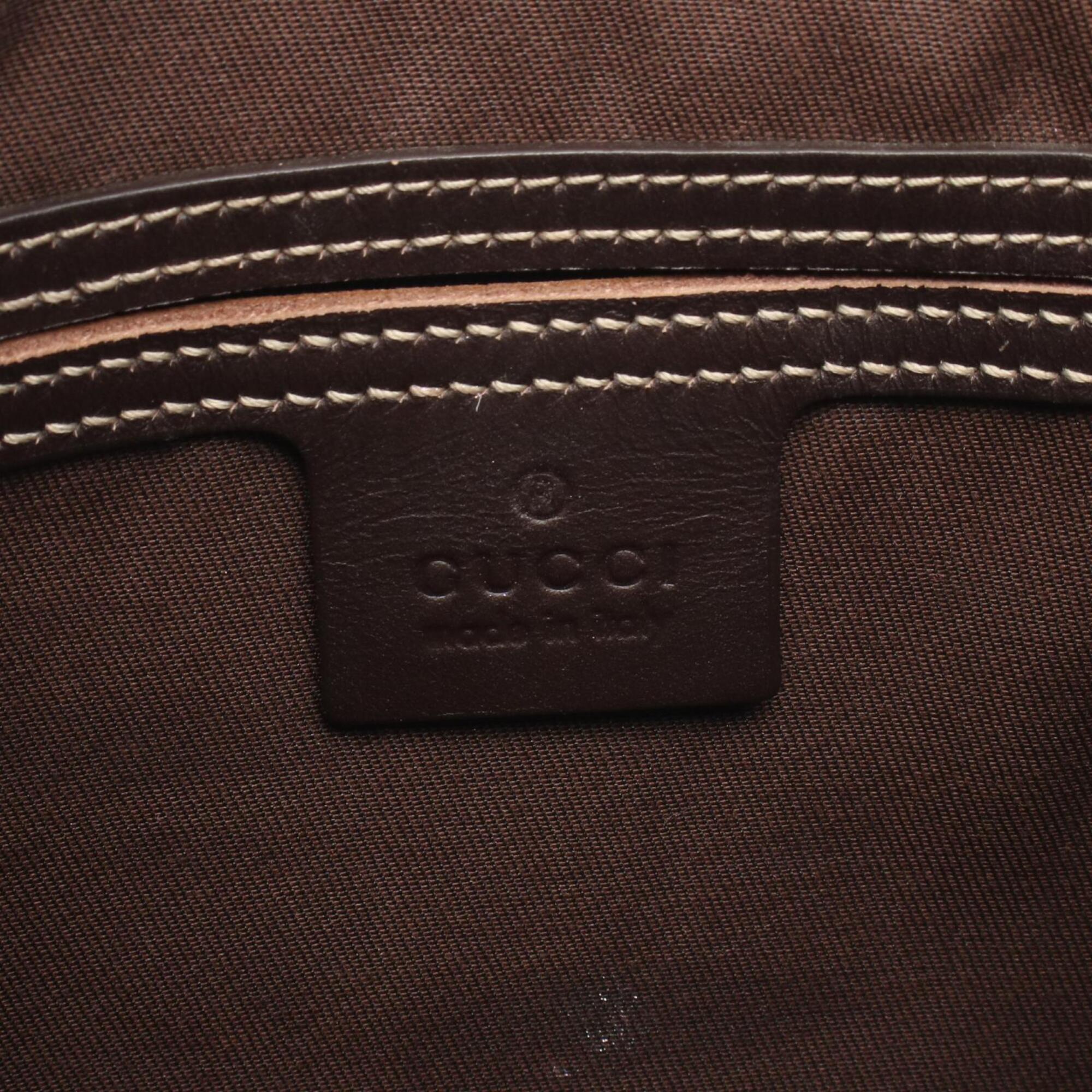 Gucci Beige Brown Canvas Leather Handbag Shoulder Bag (Pre-Owned)