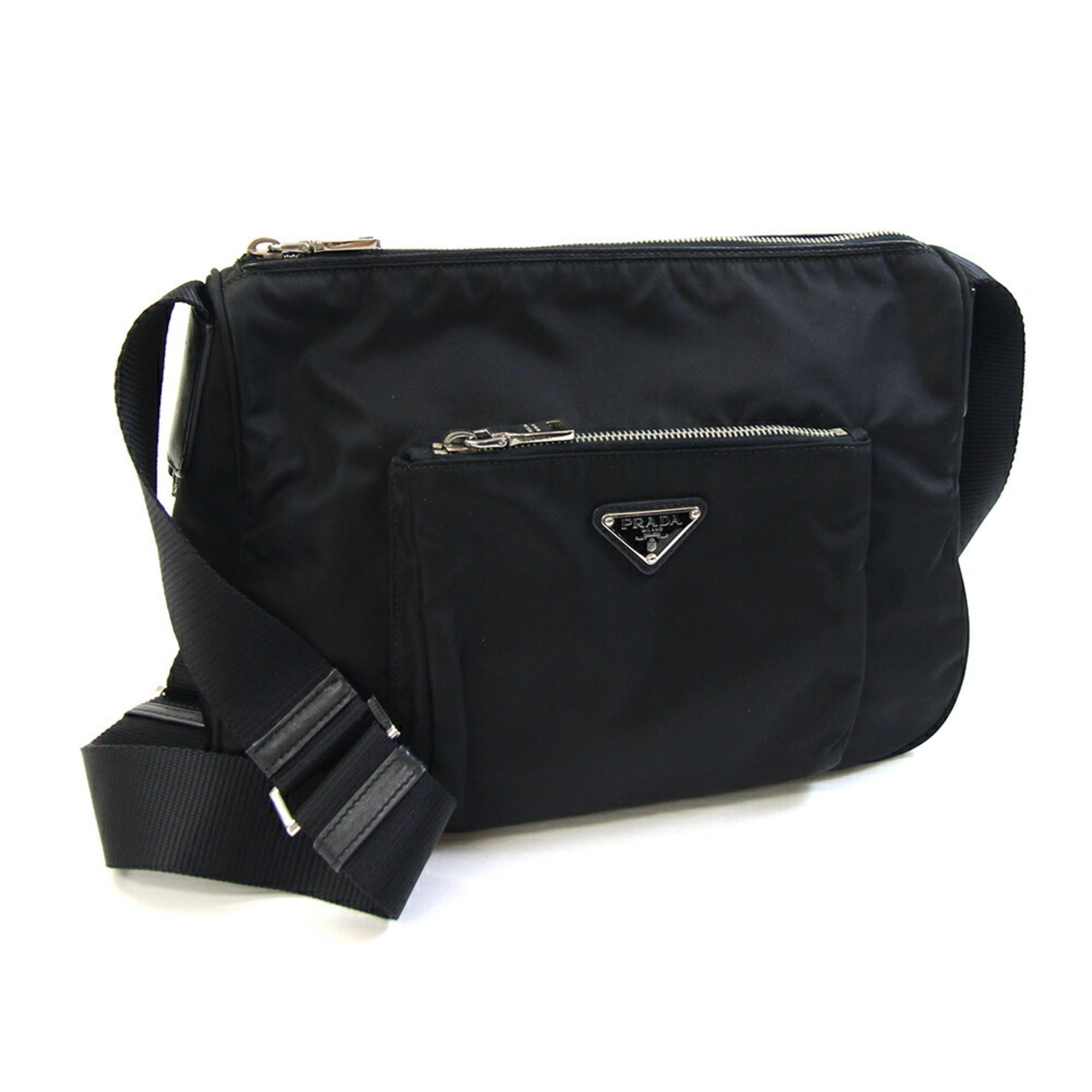 Prada Black Nylon Leather Shoulder Bag (Pre-Owned)
