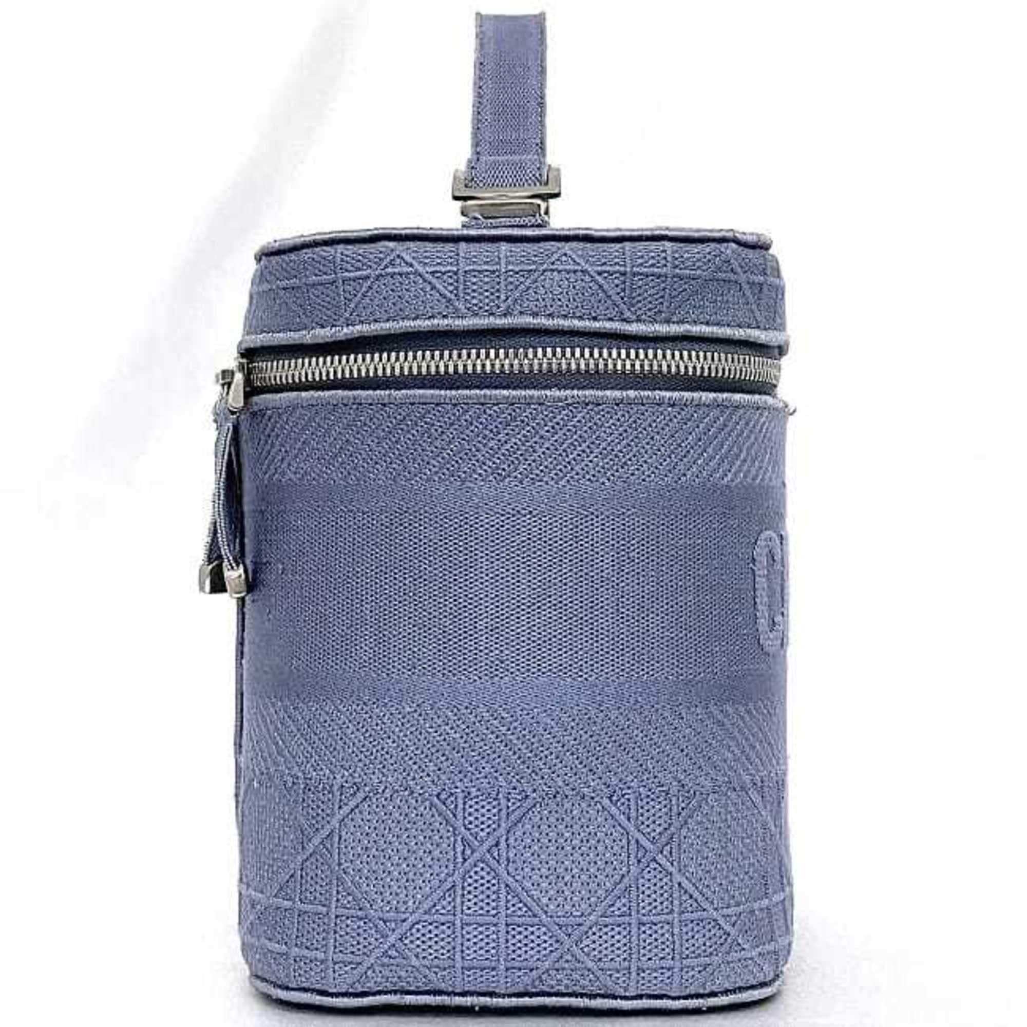 Christian Dior Light Blue Canvas Handbag Vanity Bag (Pre-Owned)