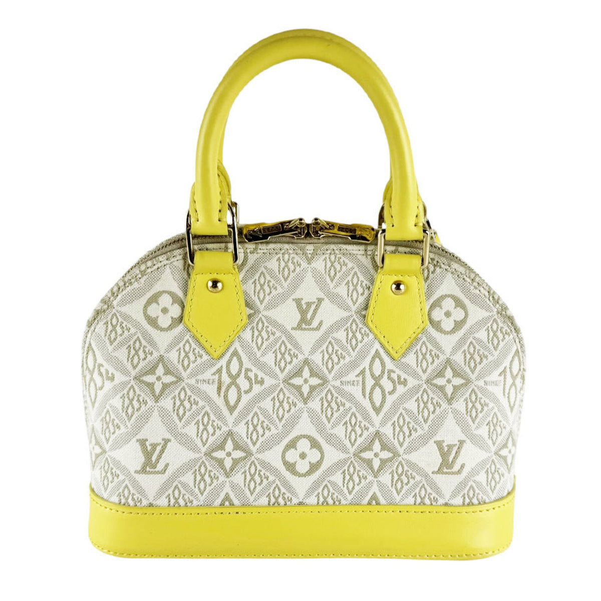 Louis Vuitton Grayish Yellow Canvas Leather Handbag Shoulder Bag (Pre-Owned)