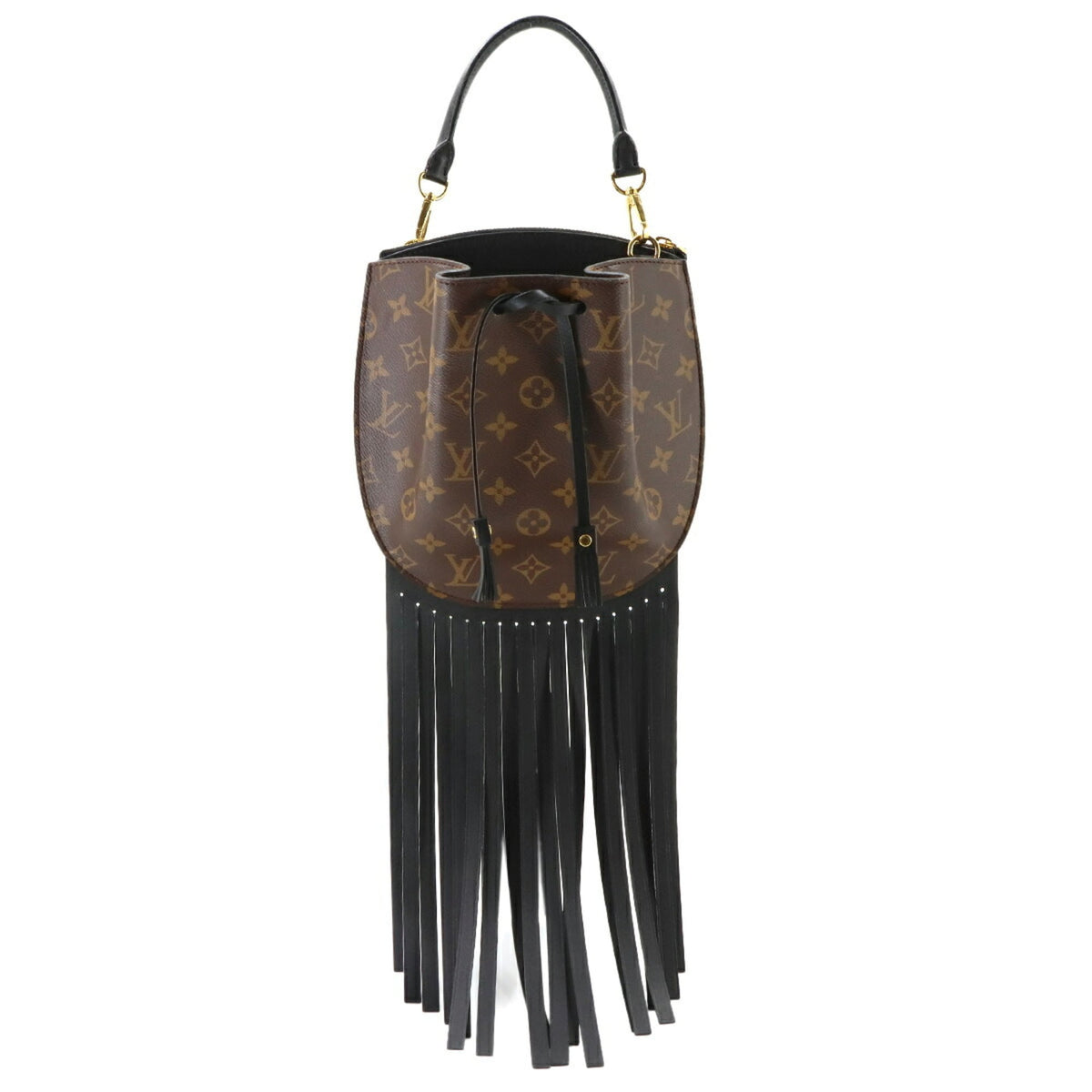 Louis Vuitton Black Brown Monogram Monogram Canvas Leather Handbag Shoulder Bag (Pre-Owned)