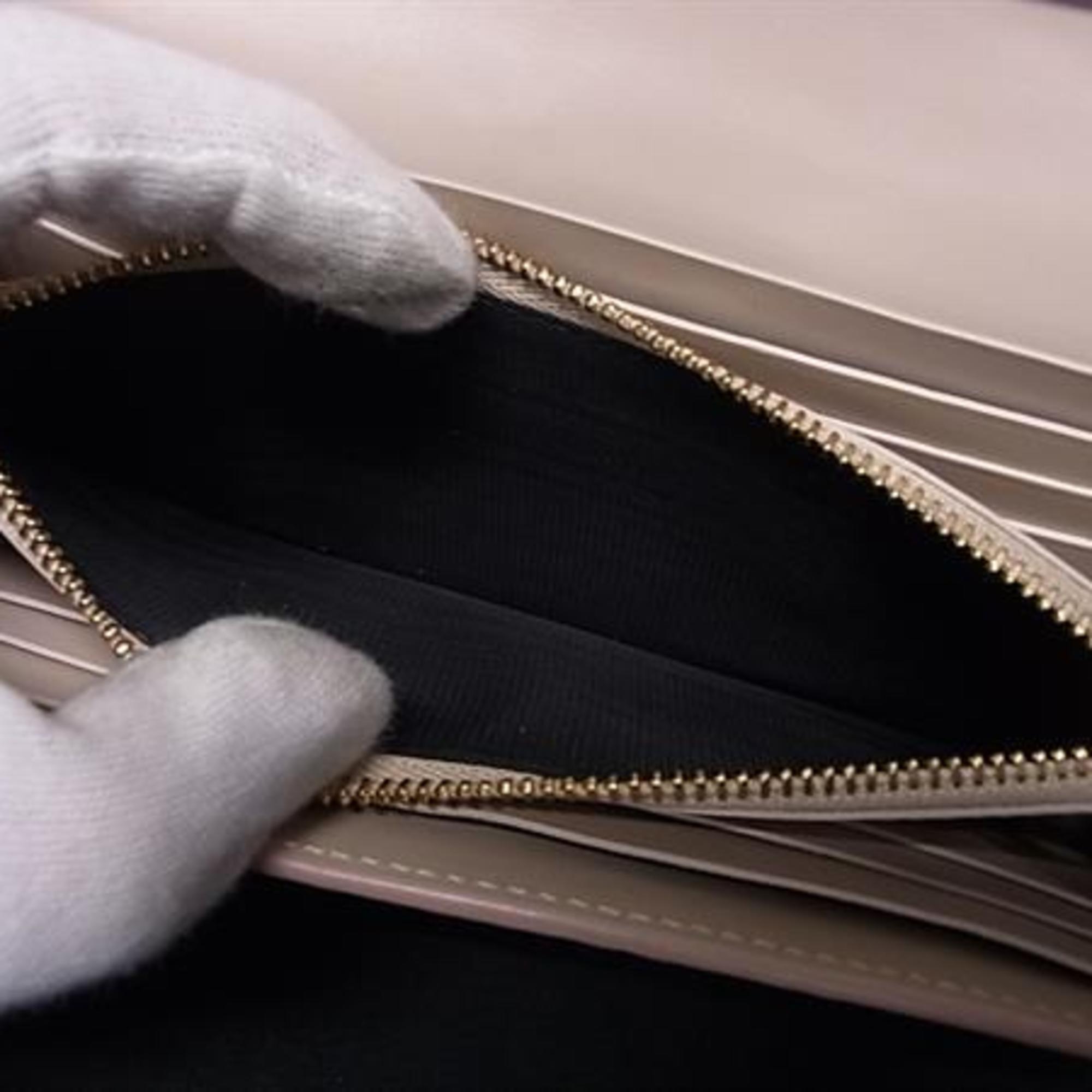 Bvlgari Beige Beige Gold Leather Long Wallet (Bi-Fold) (Pre-Owned)