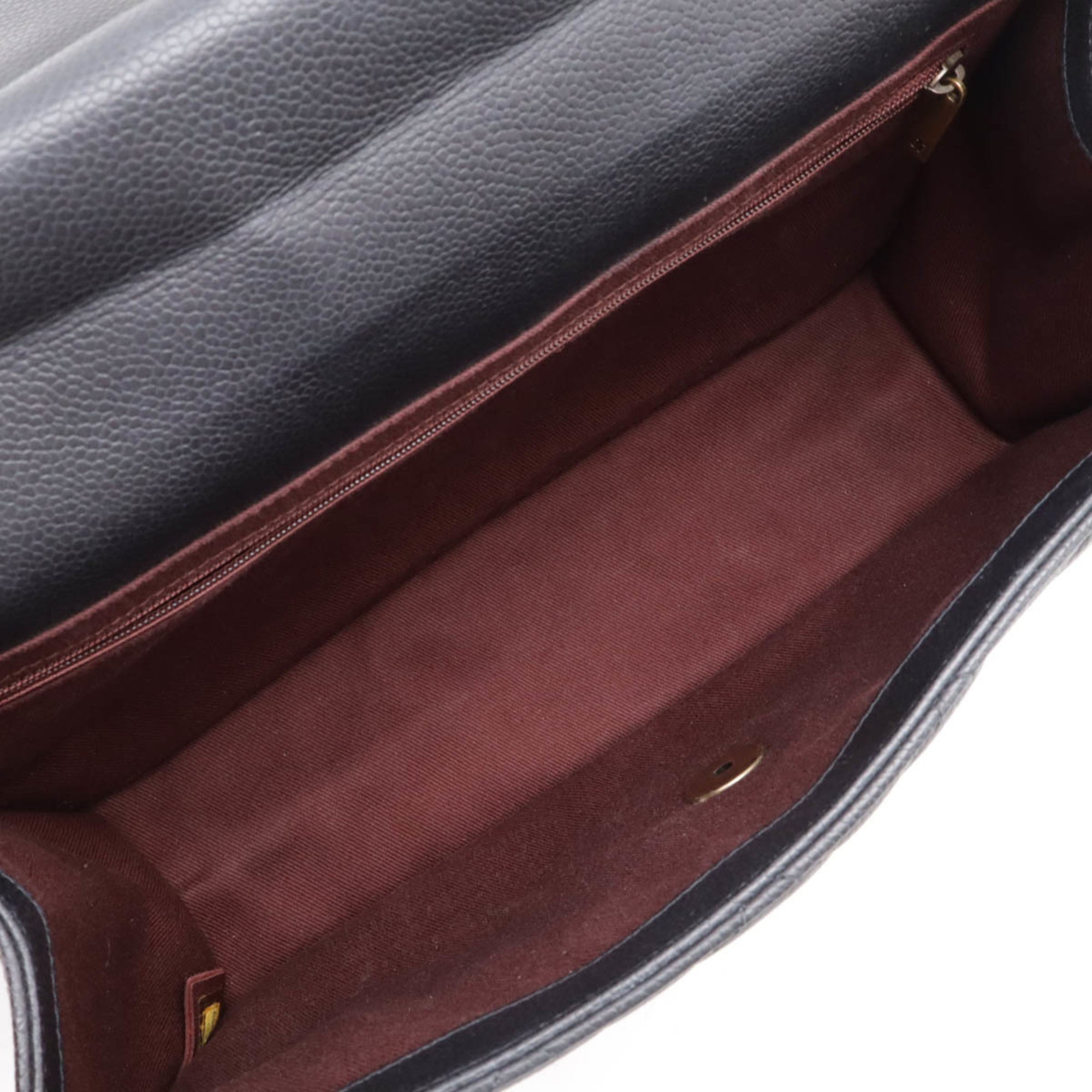 Chanel Matelasse Black Caviar Leather Handbag Shoulder Bag (Pre-Owned)