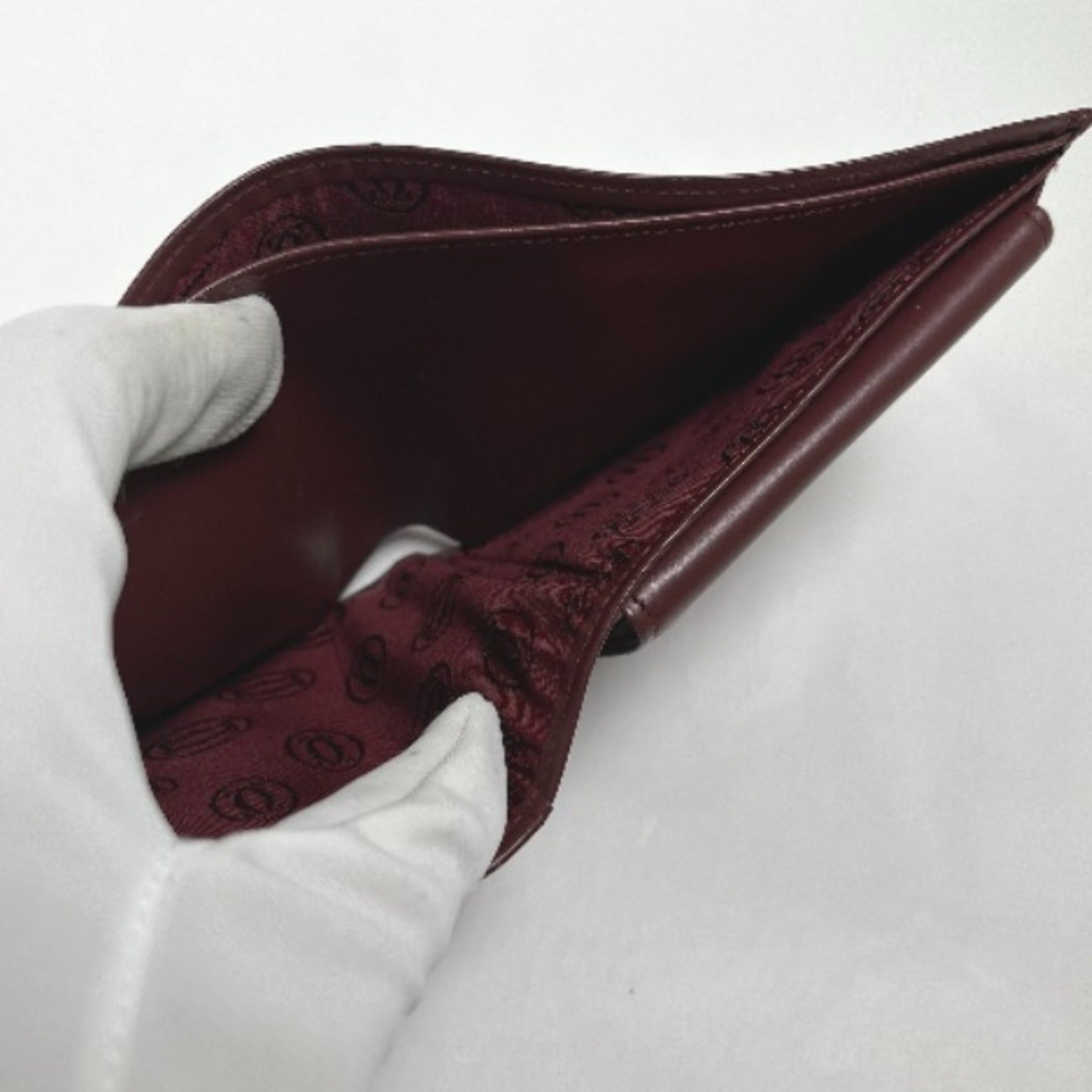 Cartier Wine Red Leather Wallet (Bi-Fold) (Pre-Owned)