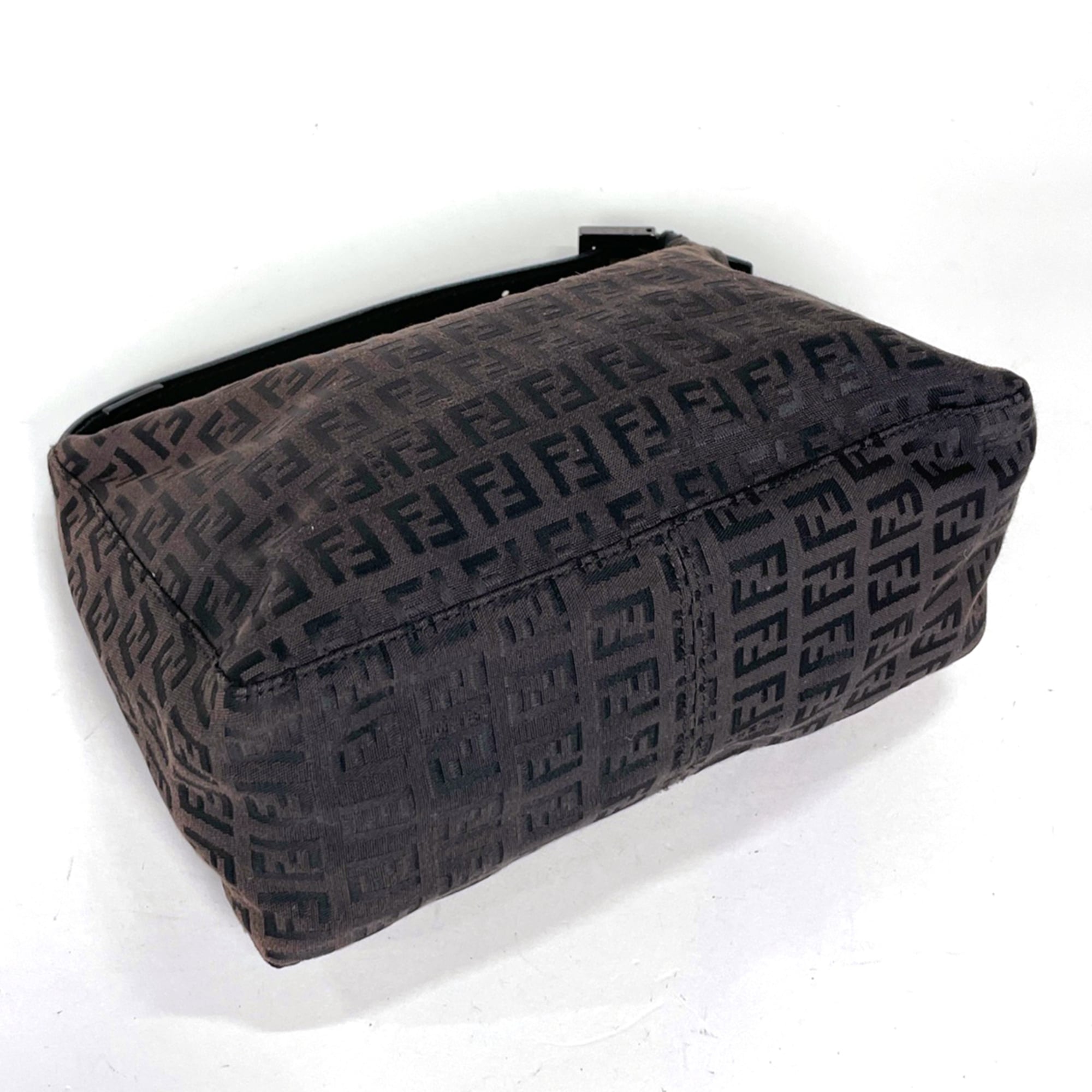 Fendi Brown Zucchino Canvas Leather Handbag (Pre-Owned)