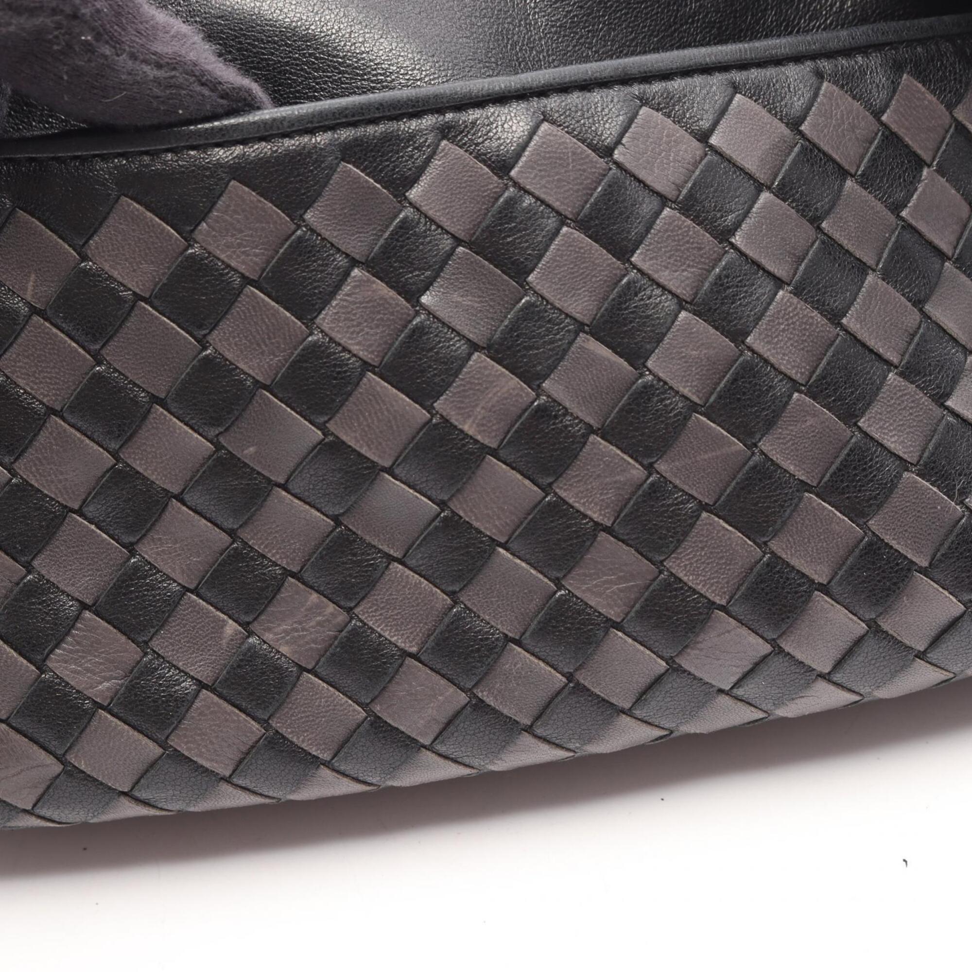 Bottega Veneta Intrecciato Black Gray Intrecciato Handbag Shoulder Bag (Pre-Owned)