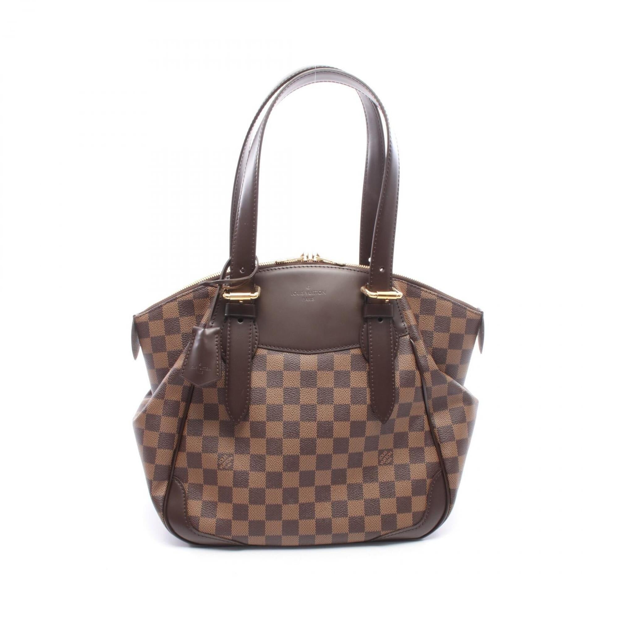 Louis Vuitton Brown Coated Canvas Leather Handbag Shoulder Bag (Pre-Owned)