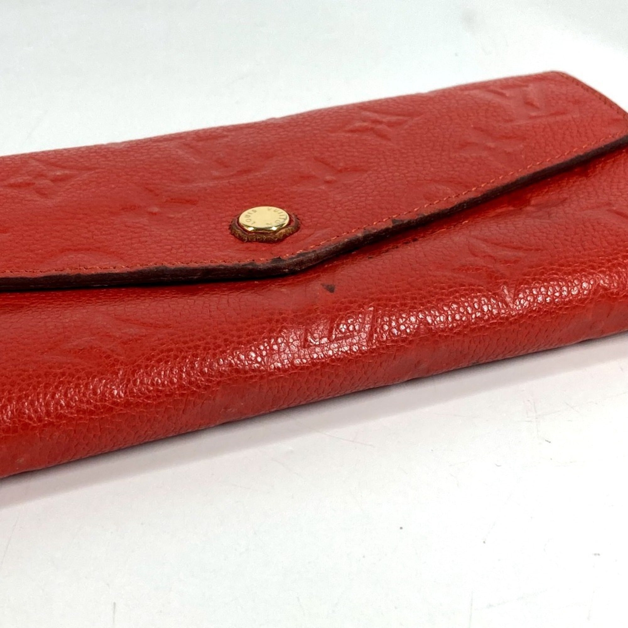 Louis Vuitton Auriane Red Color Monogram Empreinte Long Wallet (Bi-Fold) (Pre-Owned)