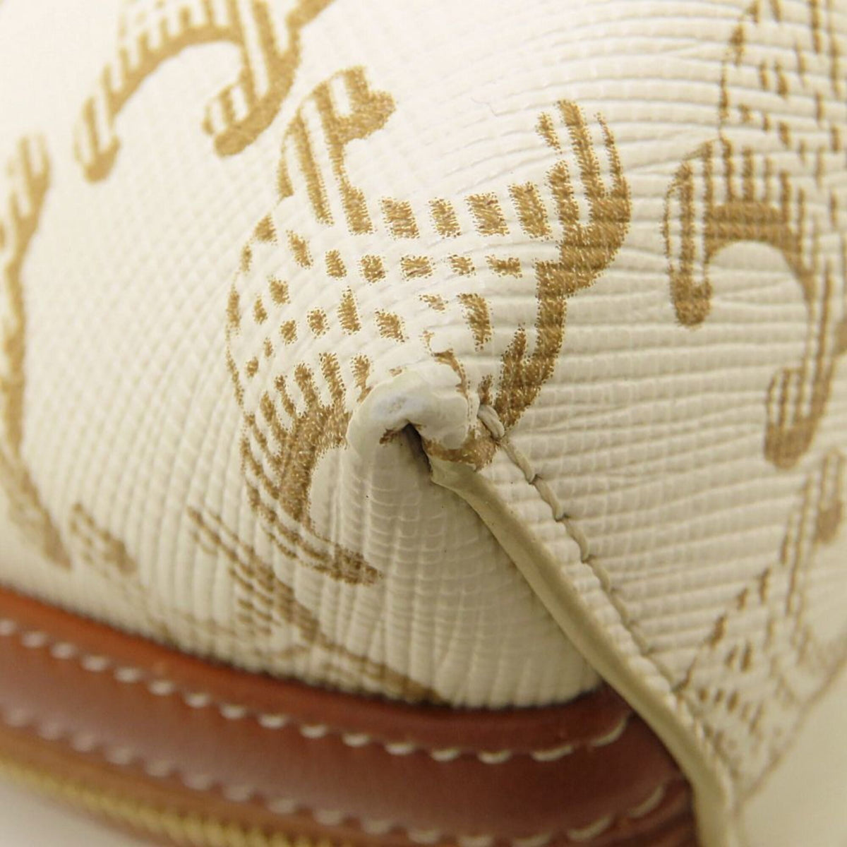 Celine White Coated Canvas Leather Shoulder Bag (Pre-Owned)