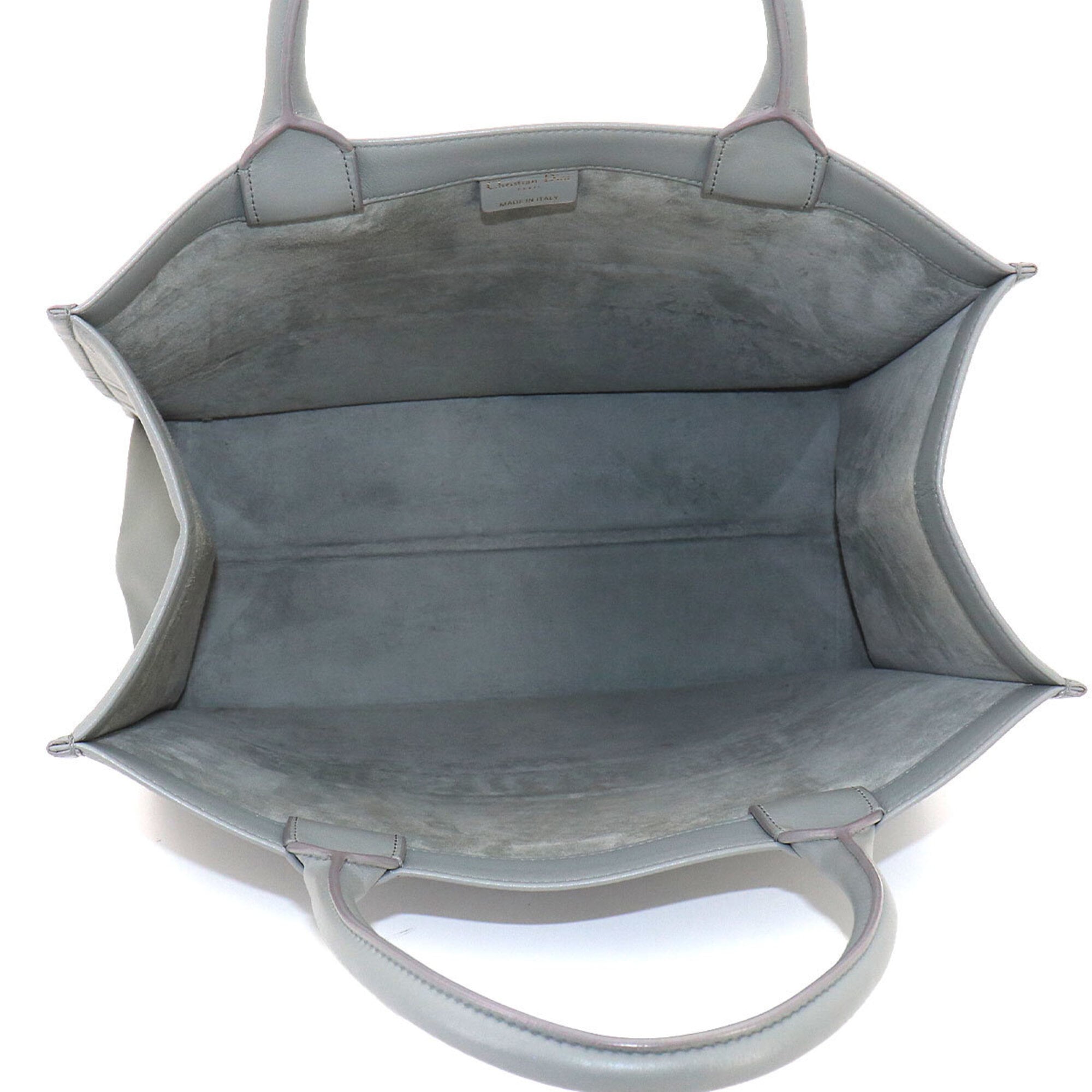 Christian Dior Gray Leather Handbag Tote Bag (Pre-Owned)