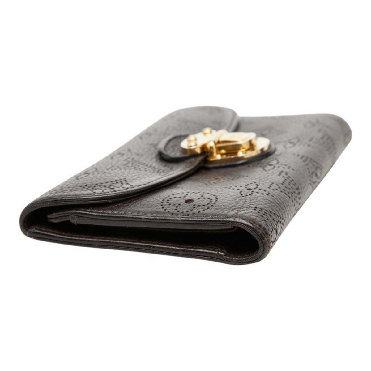 Louis Vuitton Monogram Dark Brown Leather Long Wallet (Tri-Fold) (Pre-Owned)