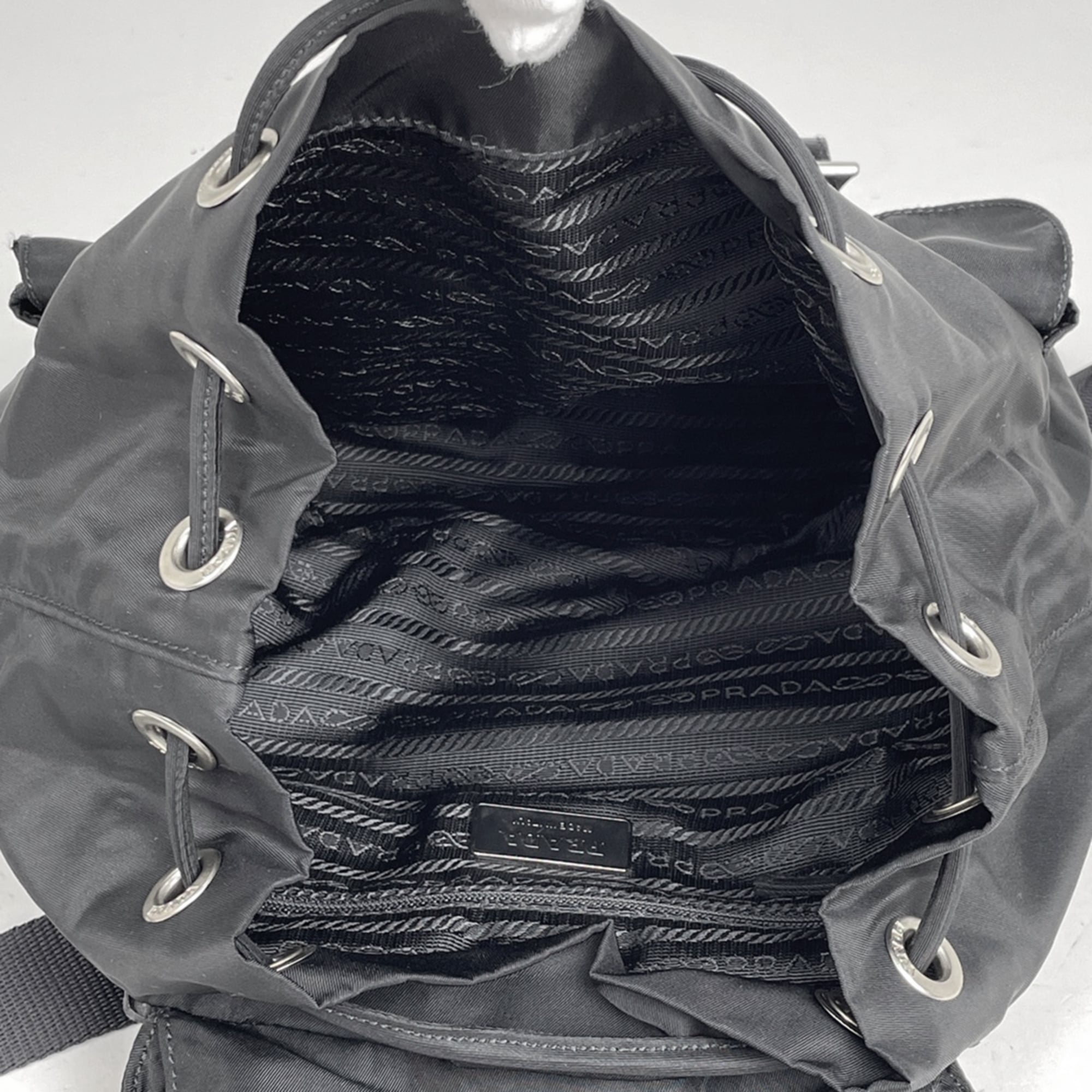 Prada Black Nylon Leather Backpack (Pre-Owned)
