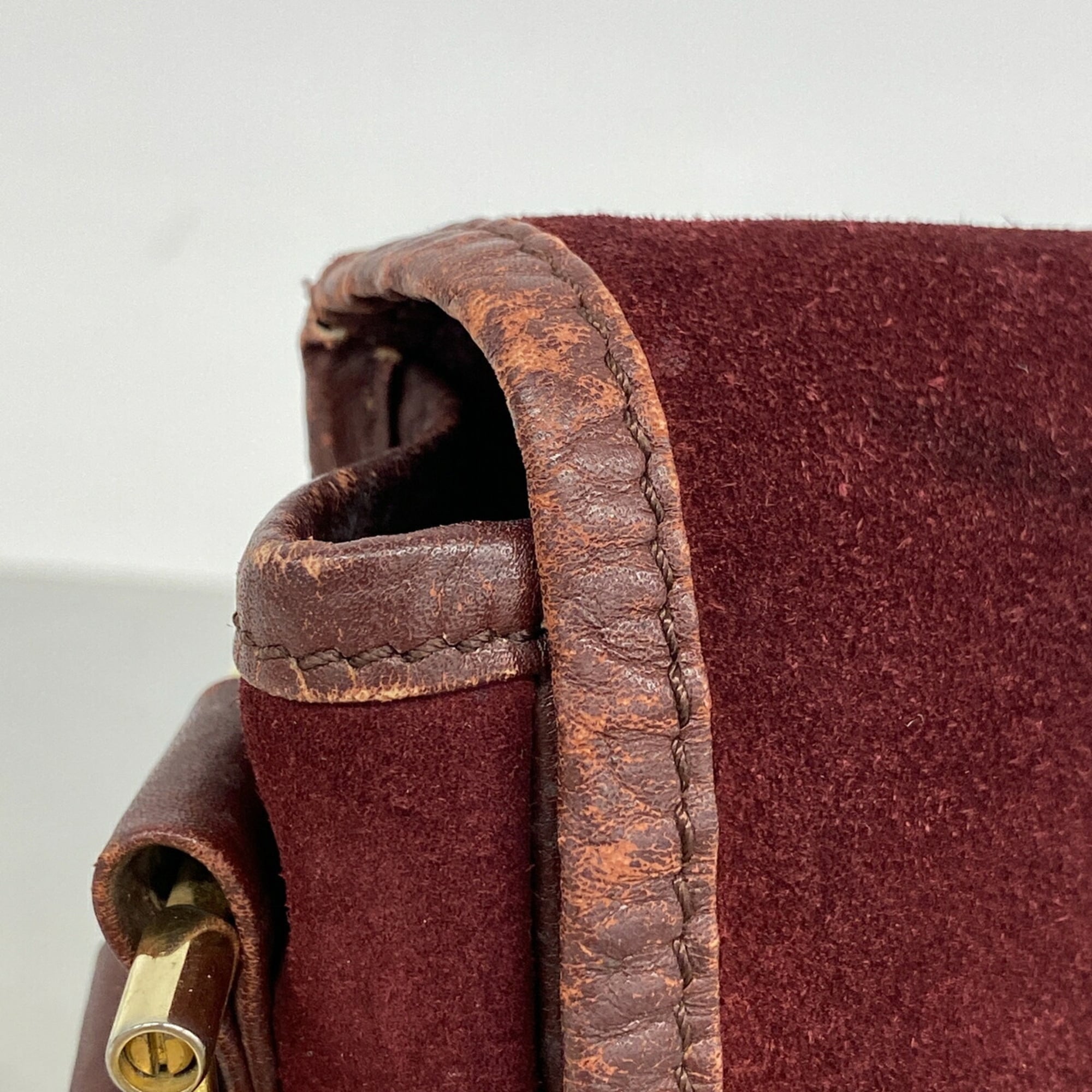 Cartier Bordeaux Suede Shoulder Bag (Pre-Owned)
