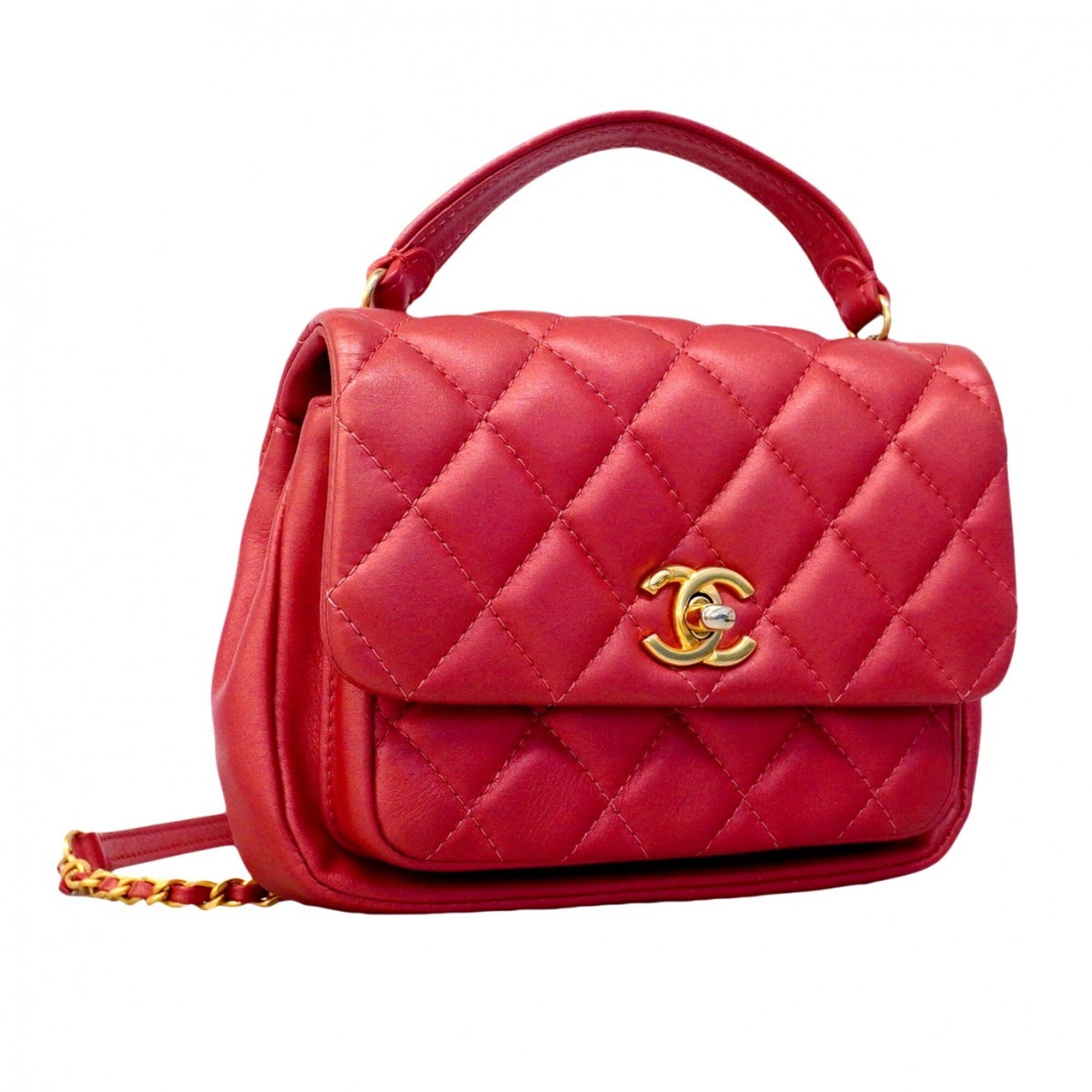 Chanel Red Color Leather Handbag (Pre-Owned)