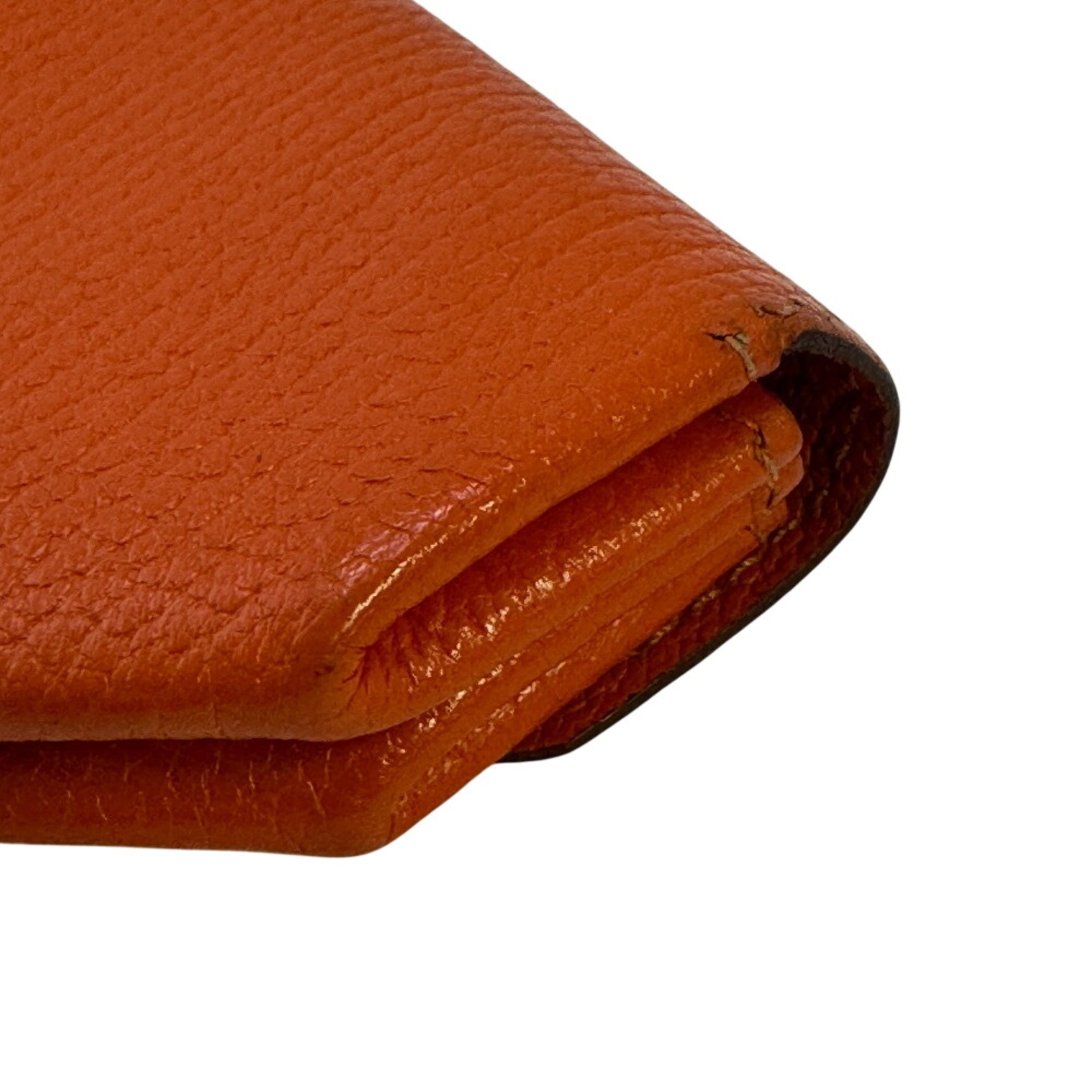 Hermes Orange Leather Coin Purse/Coin Case (Pre-Owned)