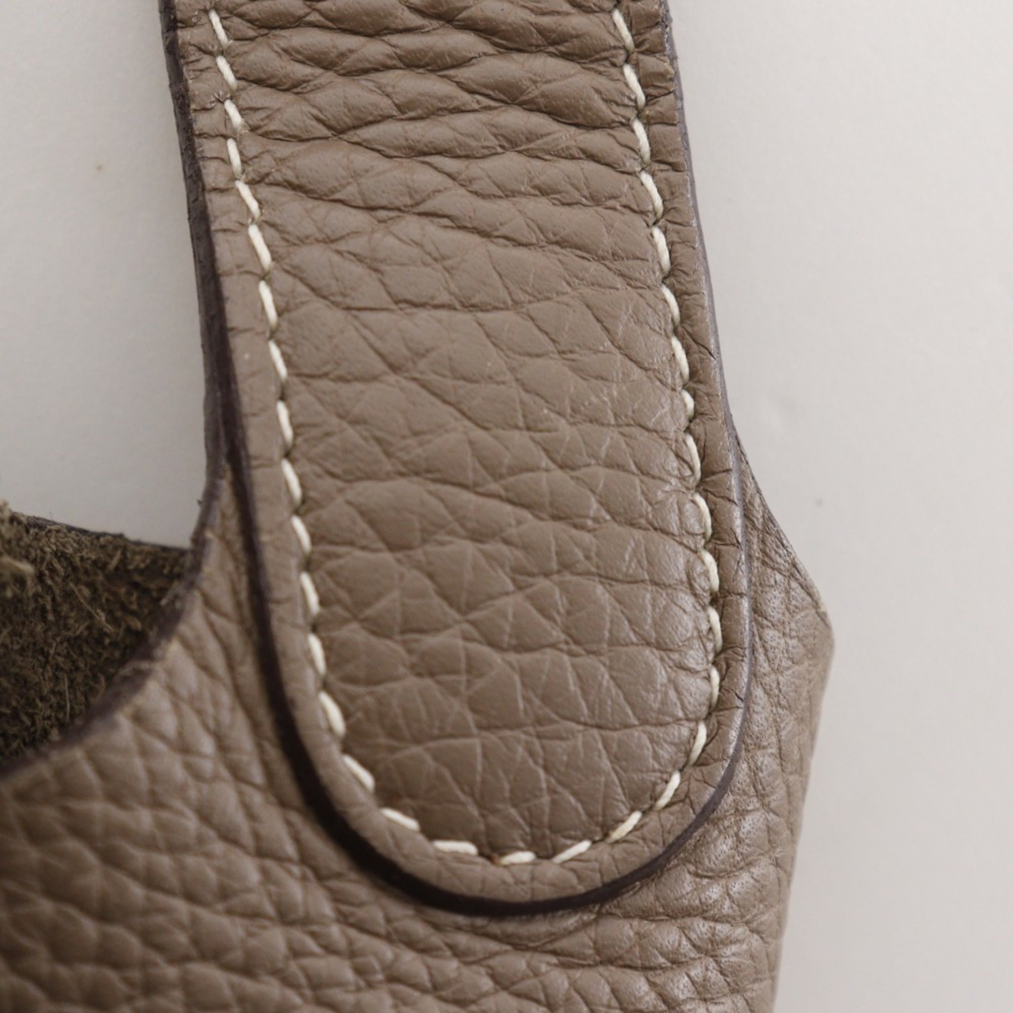 Hermes Brown Etoupe Gray Taurillon Clemence Leather Handbag (Pre-Owned)