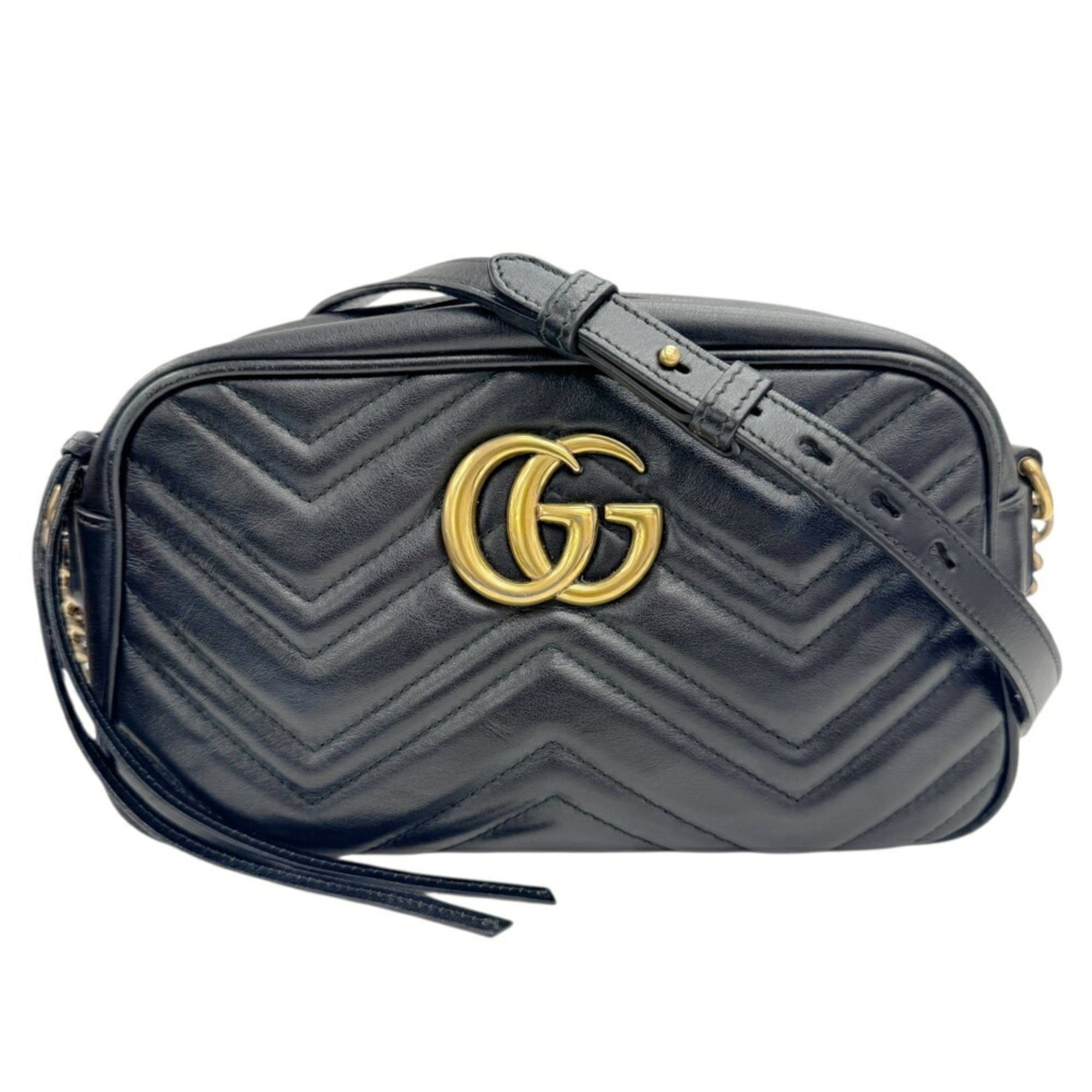 Gucci Gg Marmont Black Leather Shoulder Bag (Pre-Owned)