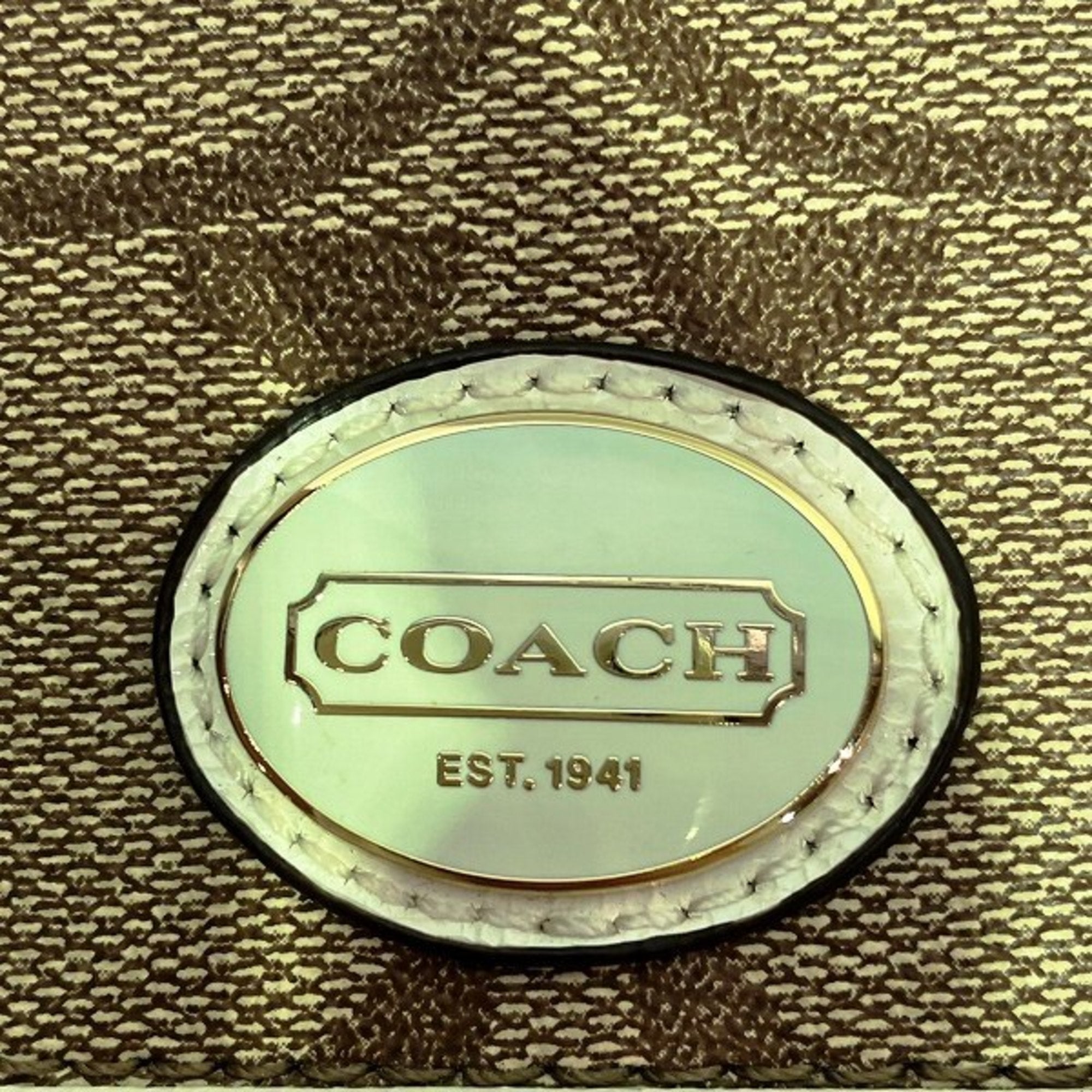 Coach Multi-Color White Pvc Coated Canvas Leather Shoulder Bag (Pre-Owned)