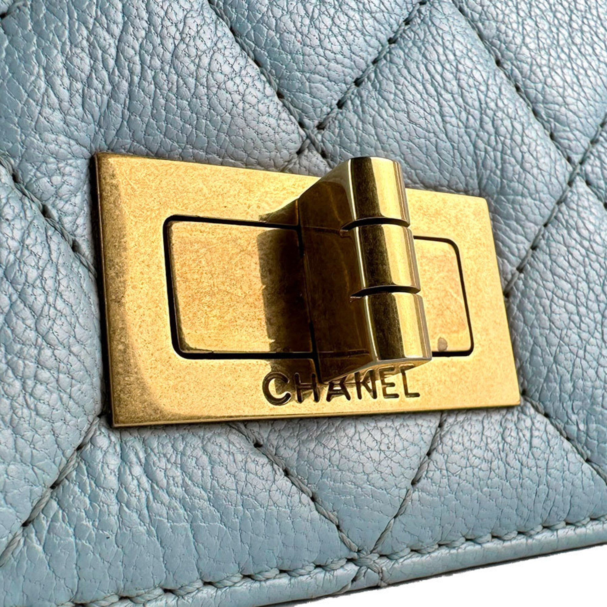 Chanel Blue Leather Handbag Shoulder Bag (Pre-Owned)
