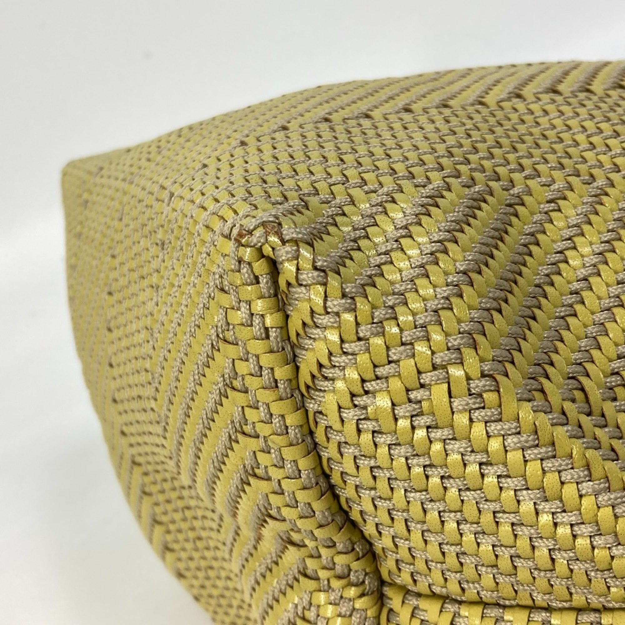 Hermes Yellow Leather Polyester Handbag Tote Bag (Pre-Owned)