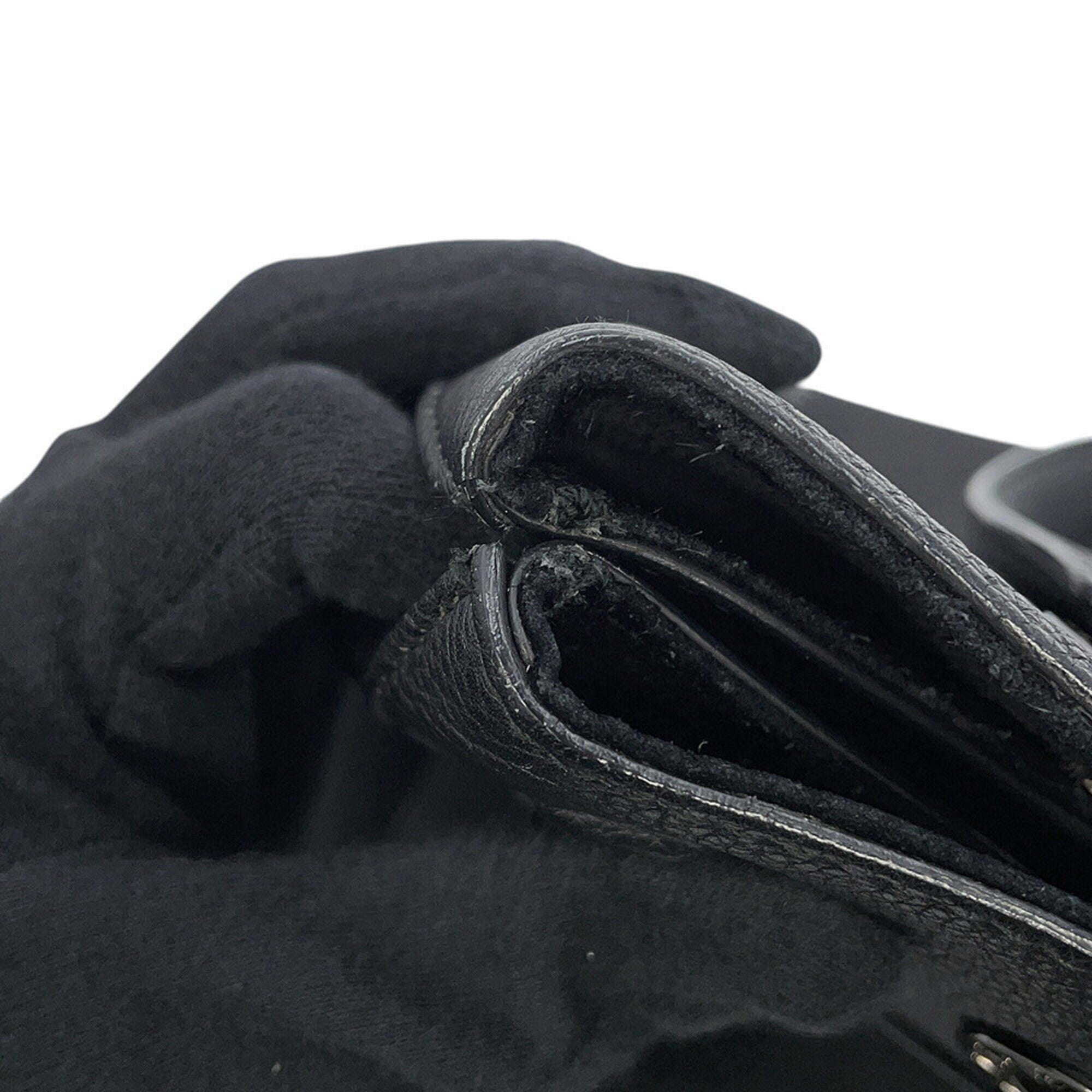 Bvlgari Black Leather Handbag Tote Bag (Pre-Owned)