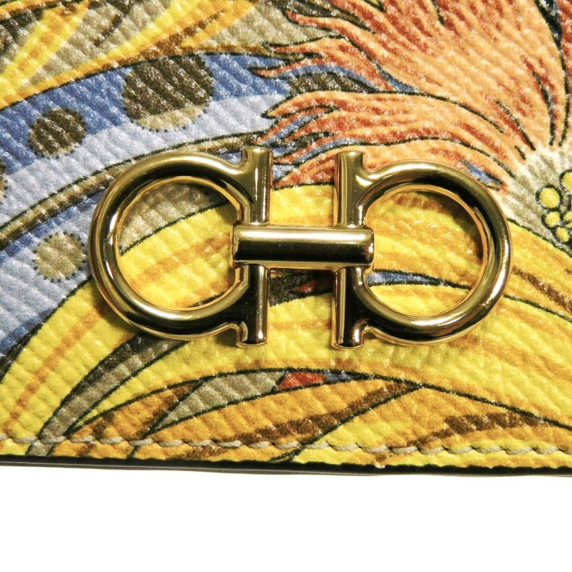 Salvatore Ferragamo Multi-Color Yellow Leather Wallet (Bi-Fold) (Pre-Owned)