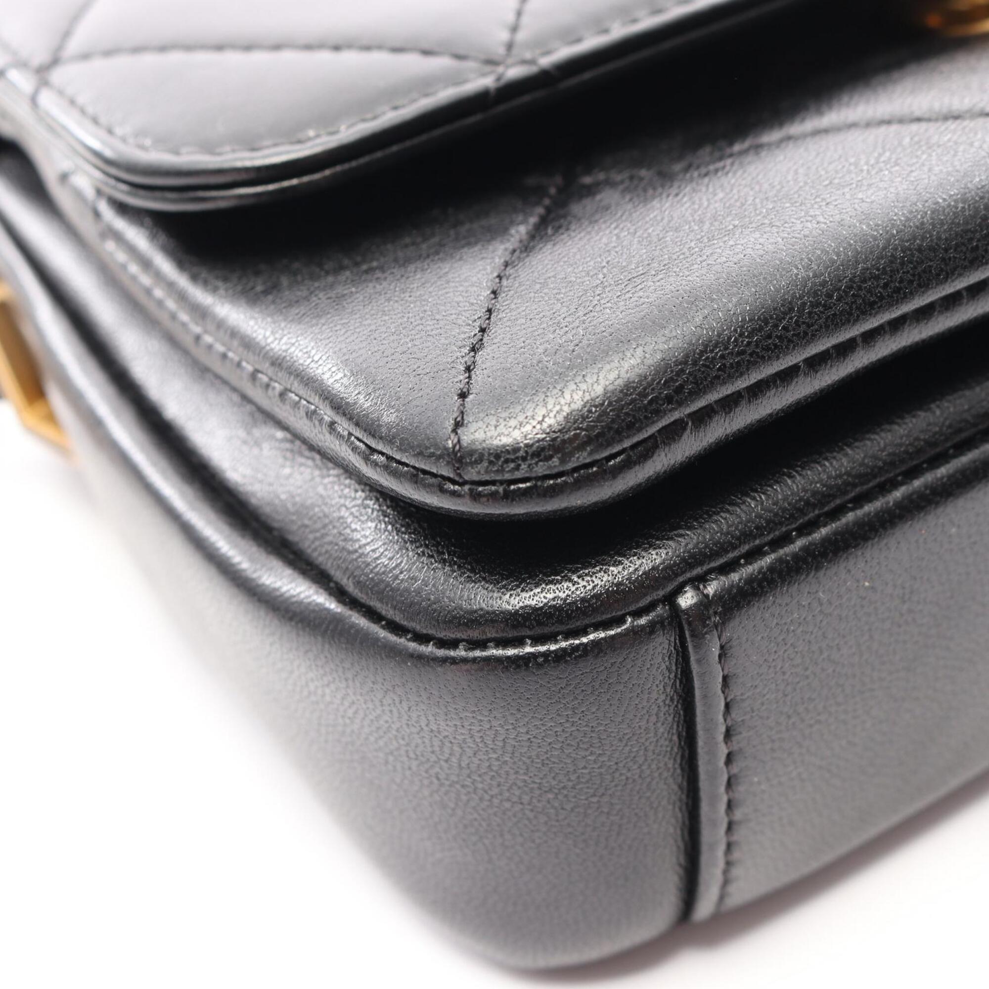 Chanel Black Leather Handbag Shoulder Bag (Pre-Owned)