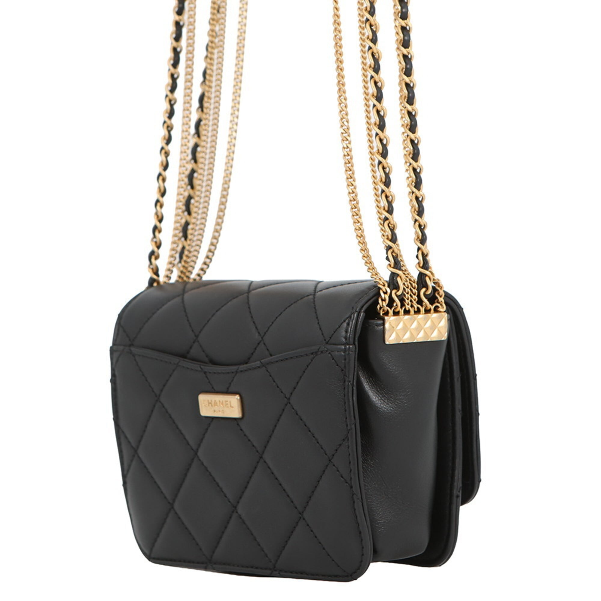 Chanel Black Leather Handbag Shoulder Bag (Pre-Owned)