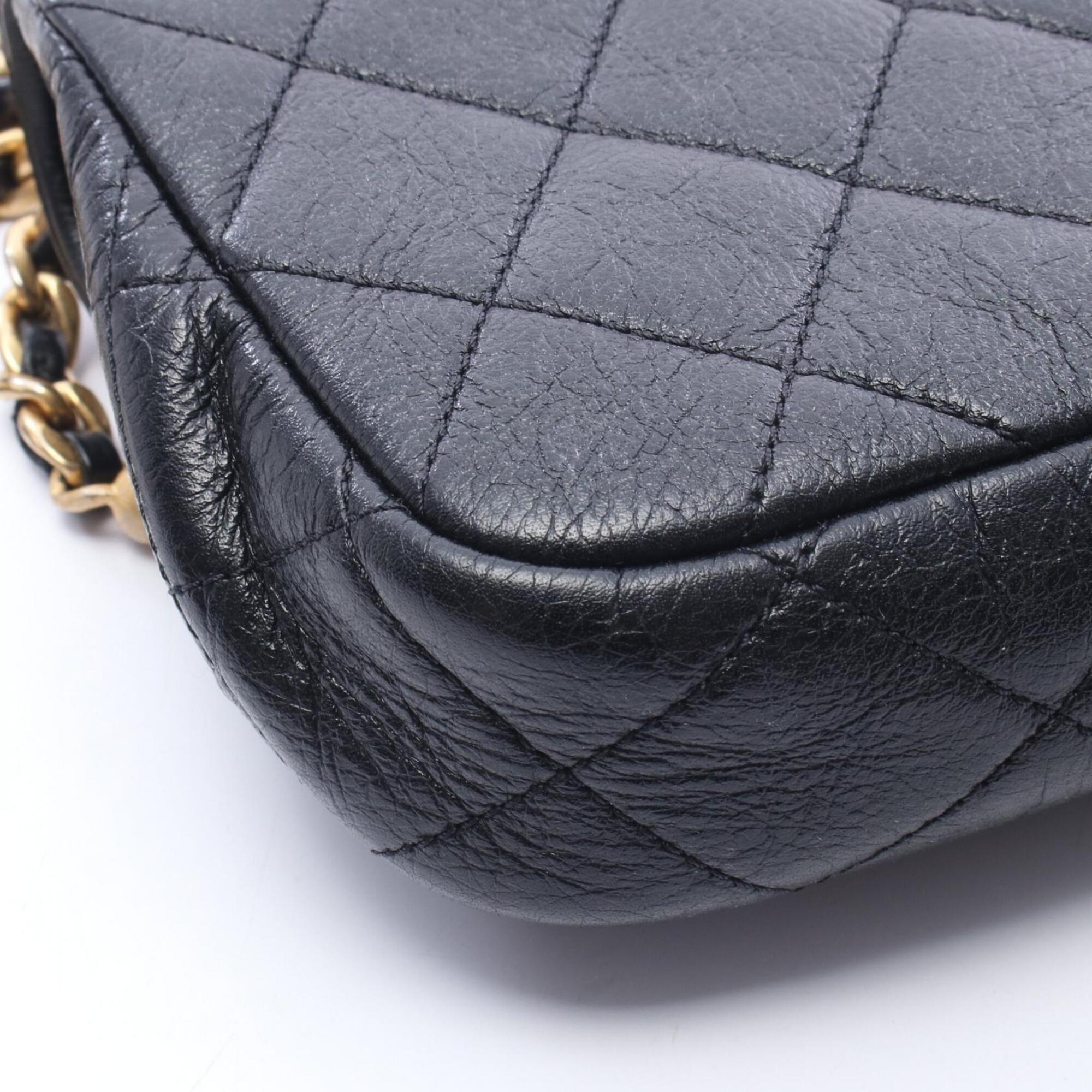 Chanel Black Leather Handbag Shoulder Bag (Pre-Owned)
